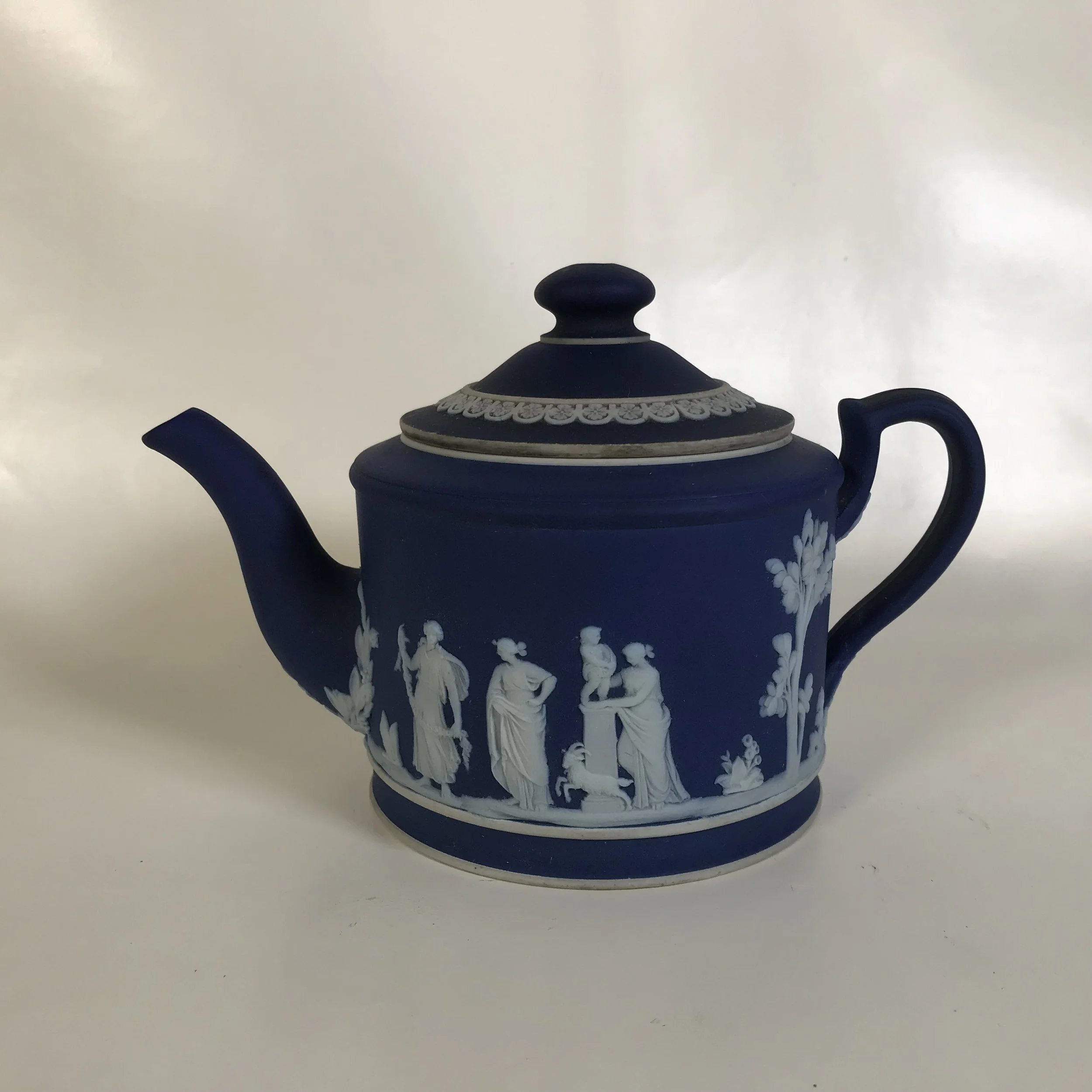 Small Ca. 1900 Wedgwood Cobalt Blue Jasperware Teapot — Ardesh