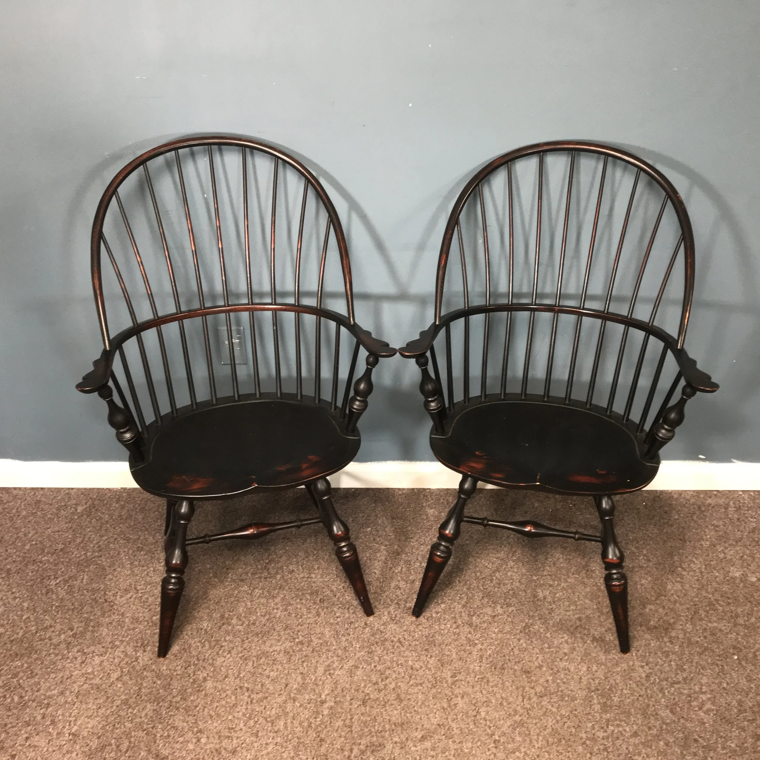Pair of Dimes Crackle Finish Windsor Armchairs — Ardesh