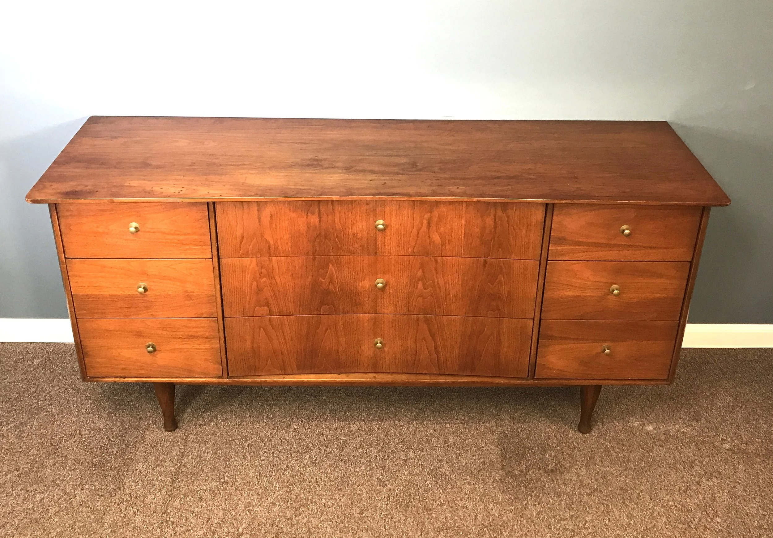 Vintage Mid Century 9 Drawer Long Dresser / Credenza  Ardesh