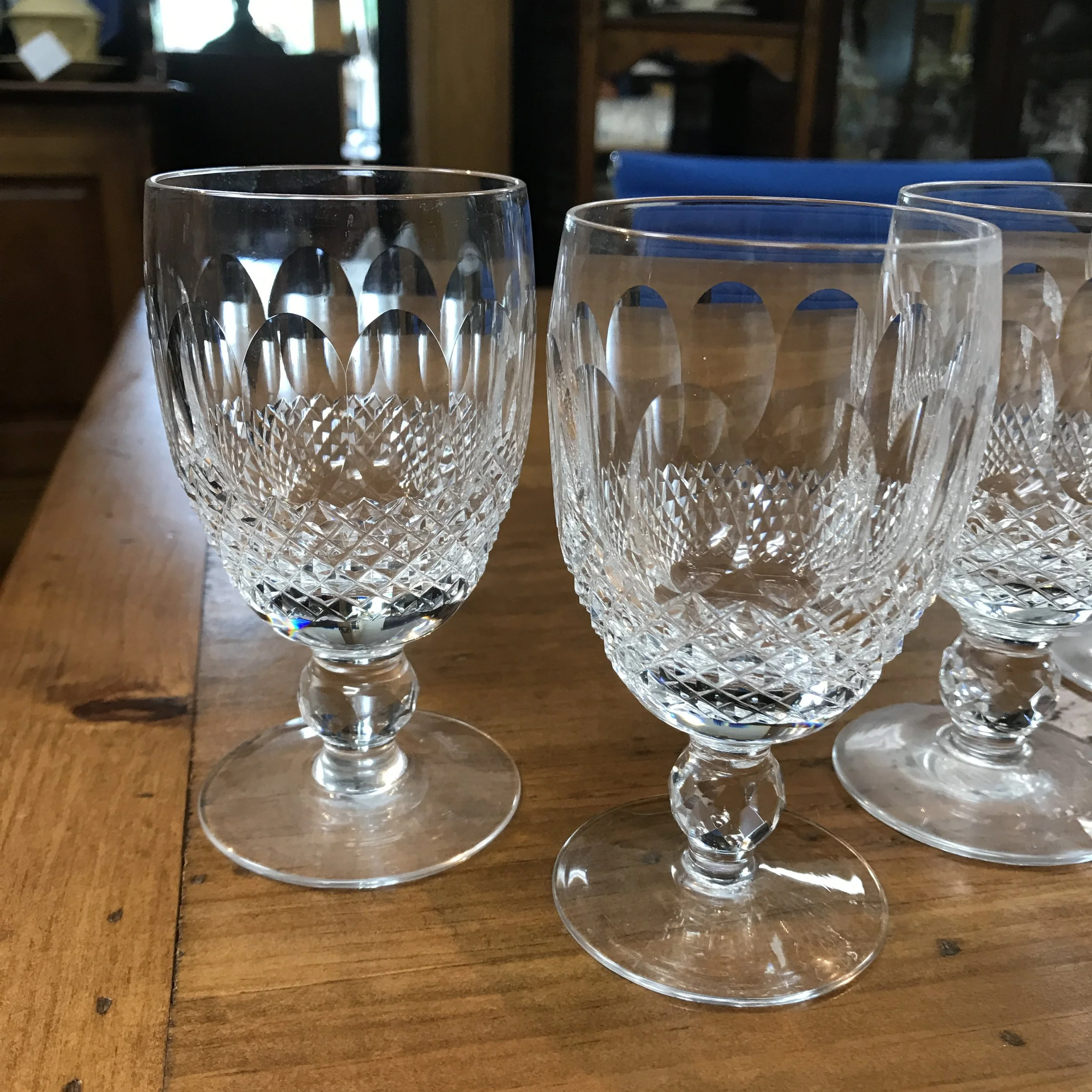 Set of 4 Vintage Waterford Crystal Claret Short-Stem Wine Glasses  Ardesh