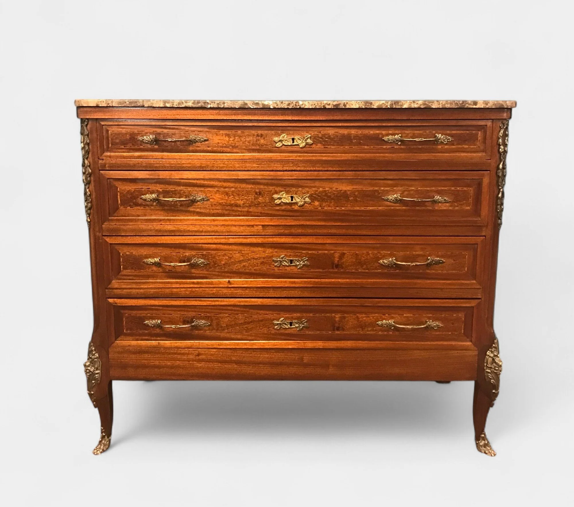 Marble Top French Neoclassical 4 Drawer Dresser  Ardesh