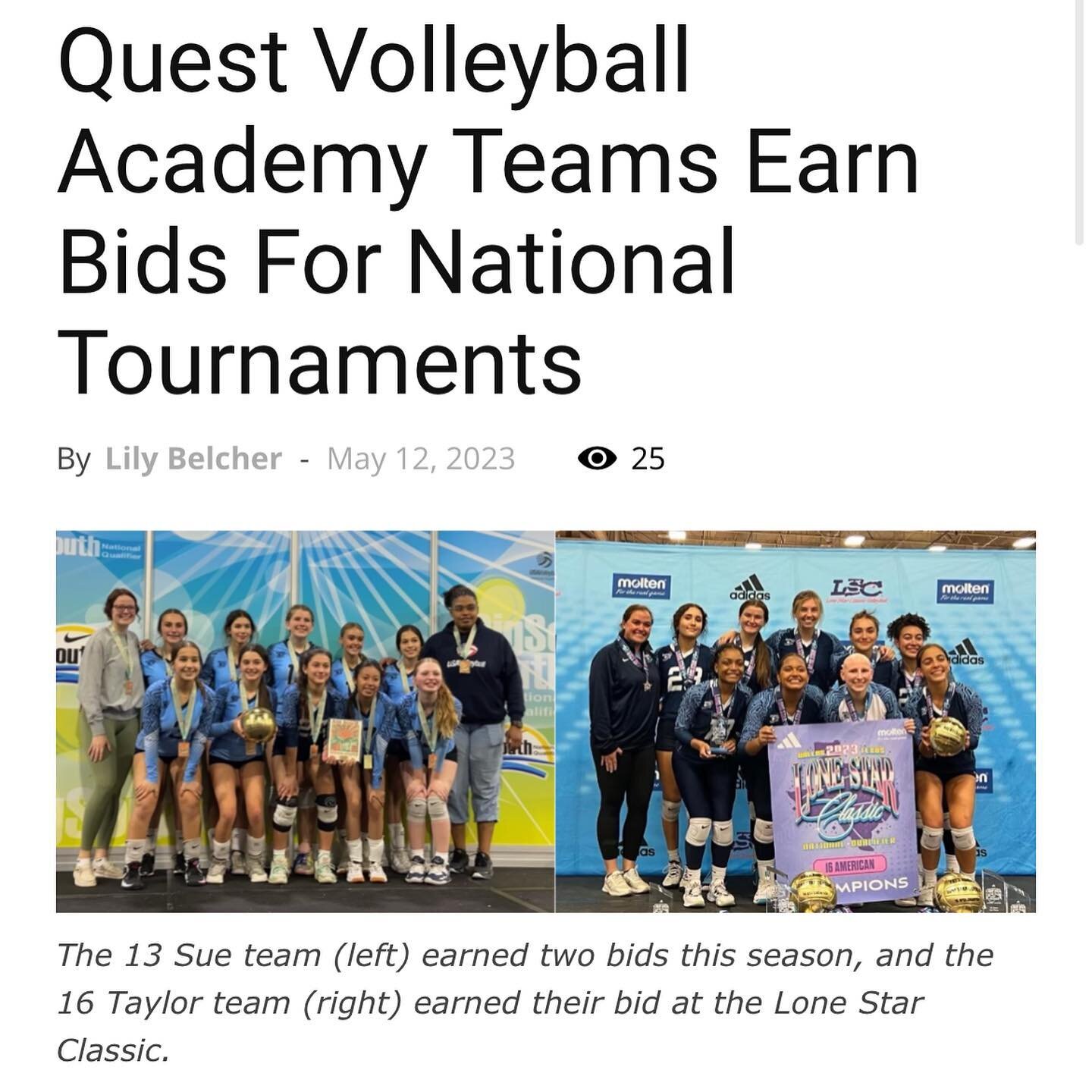 &bull; OSPREY OBSERVER &bull; 

16 Taylor and 13 Sue have been featured in the local @ospreyobserver .For the full article check here:

https://www.ospreyobserver.com/2023/05/quest-volleyball-academy-teams-earn-bids-for-national-tournaments/