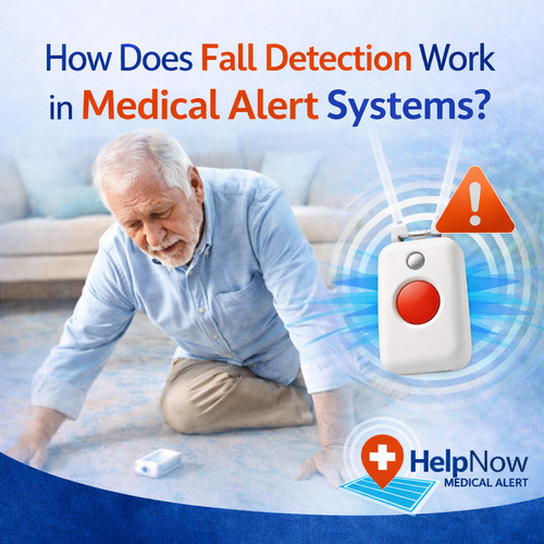 How fall detection works in medical alert systems Help Now graphic