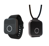 Belle W medical alert device shown as wristwatch and pendant options