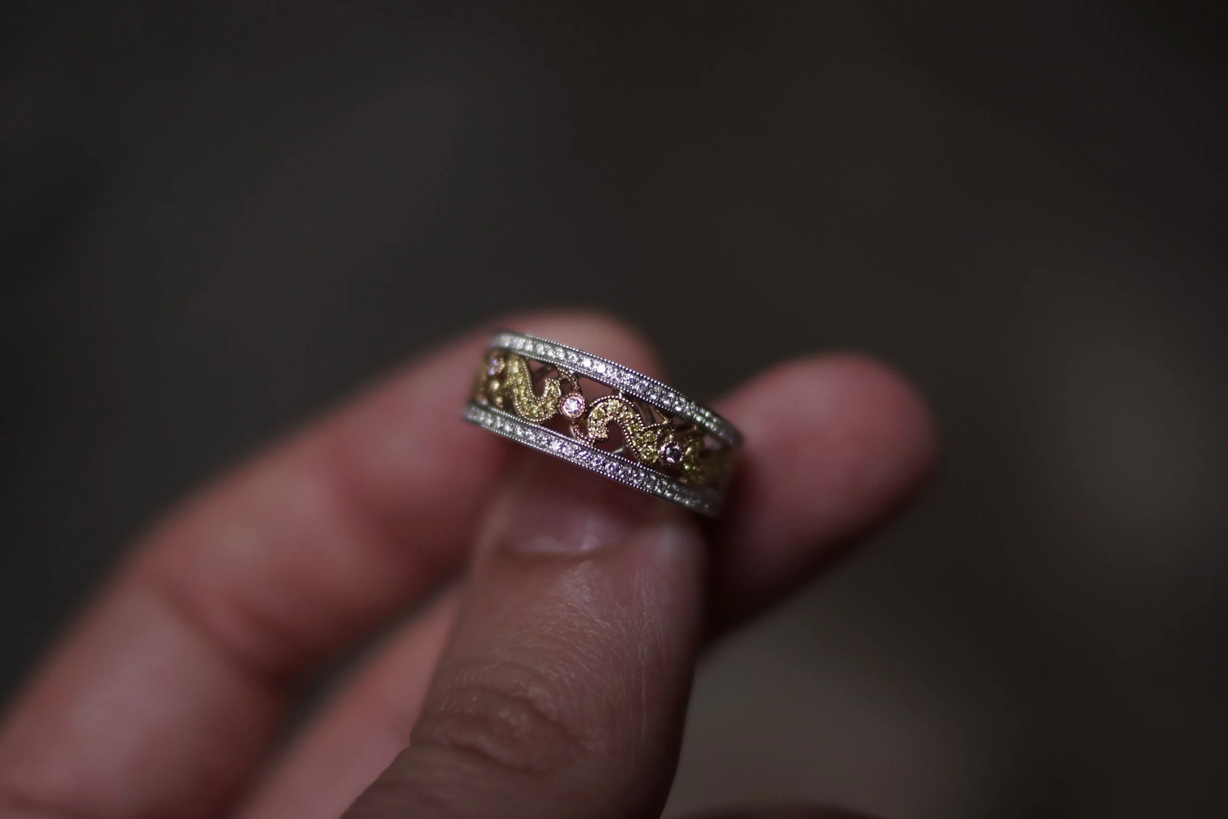 Yellow and Pink Diamond Ladies Ring