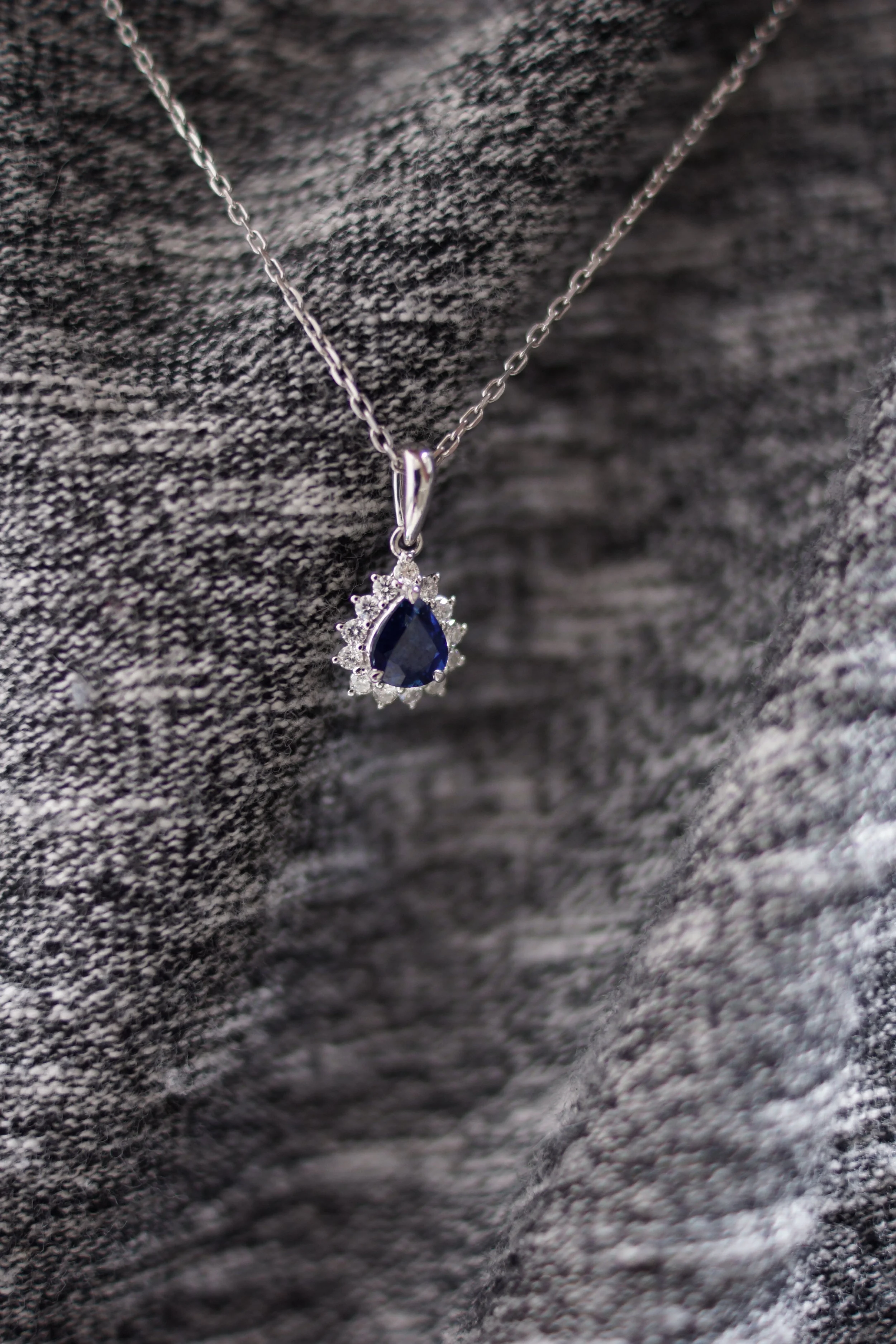 Pear Shaped Sapphire & Diamond Necklace