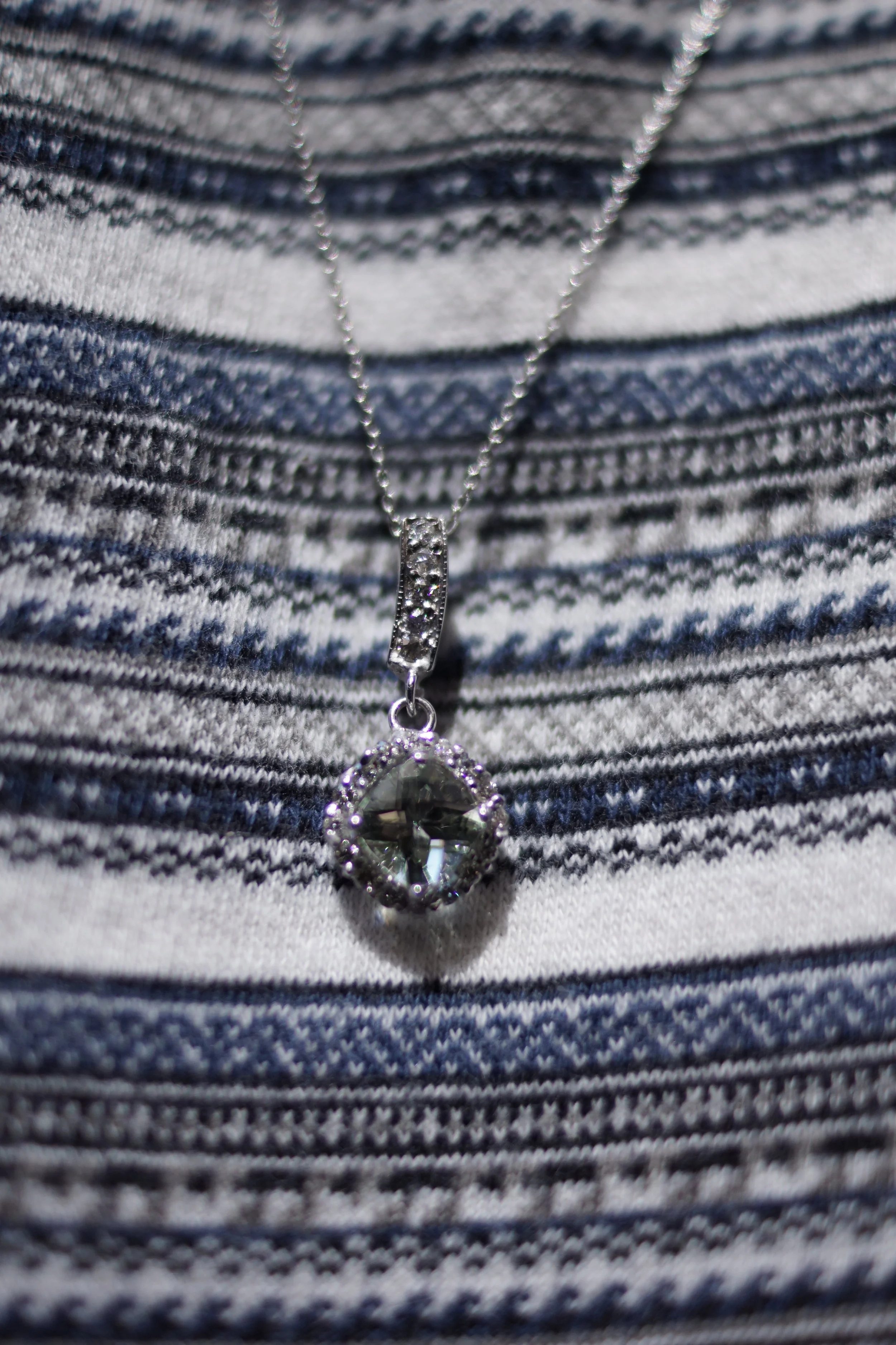 Green Amethyst and Diamond Necklace