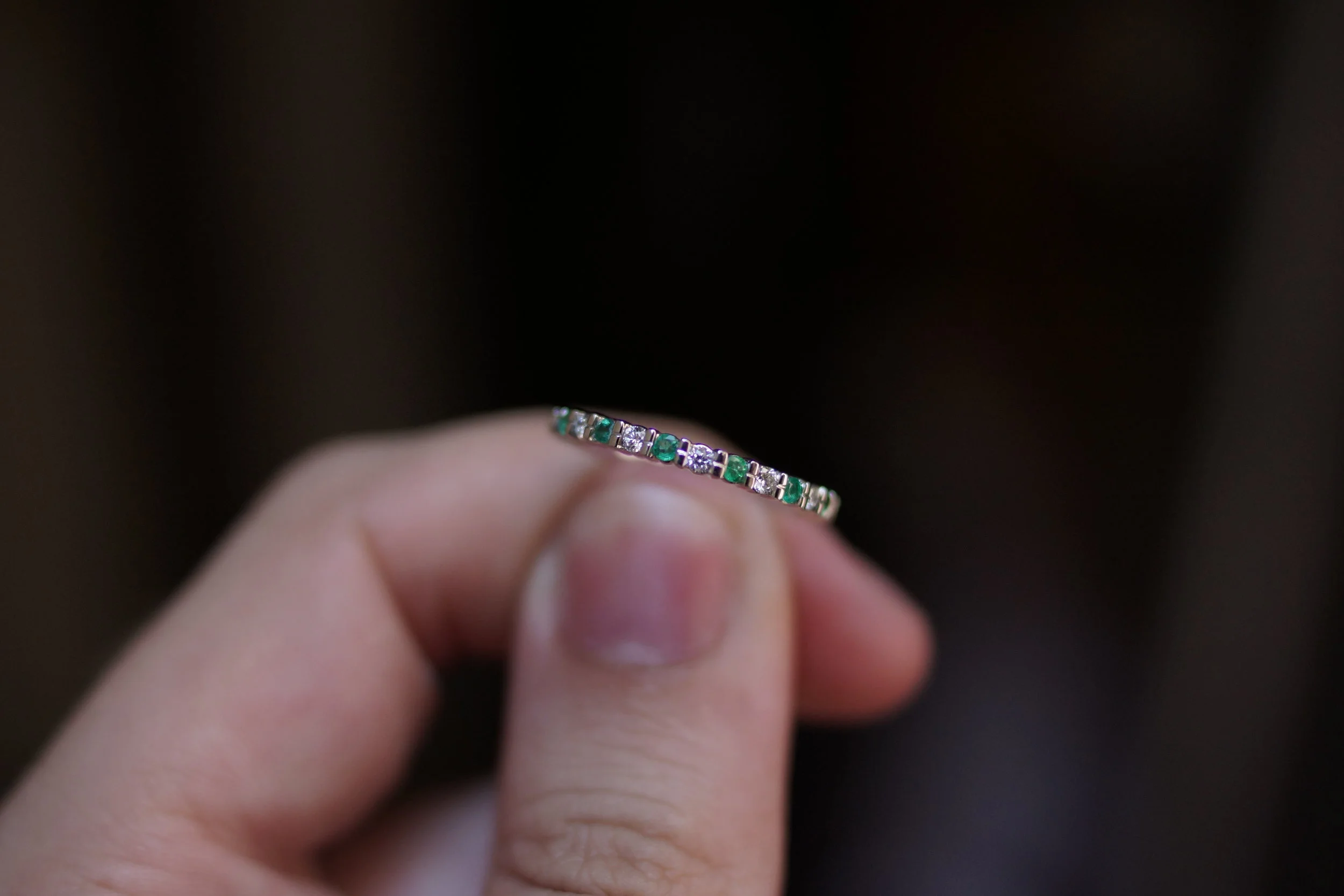 Emerald and Diamond Stack Ring