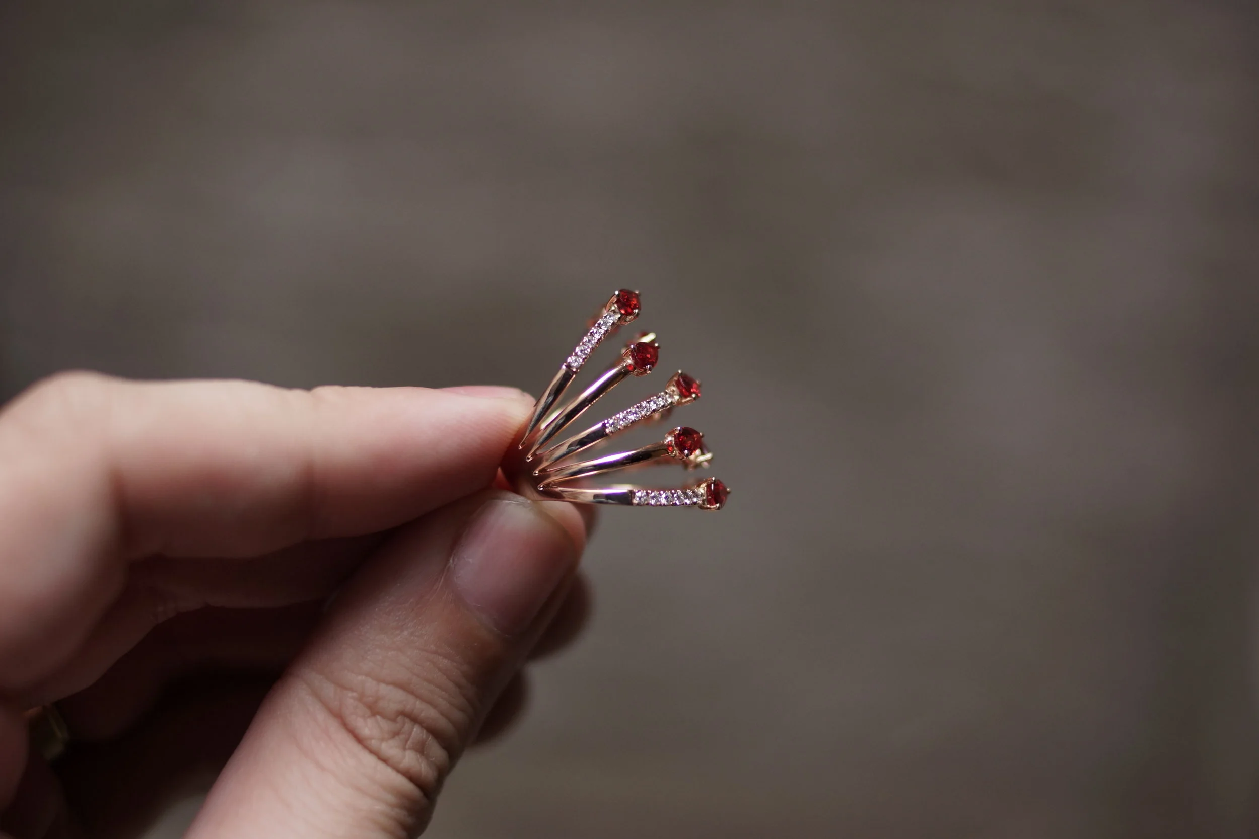 Orange Sapphire and Diamond Ring