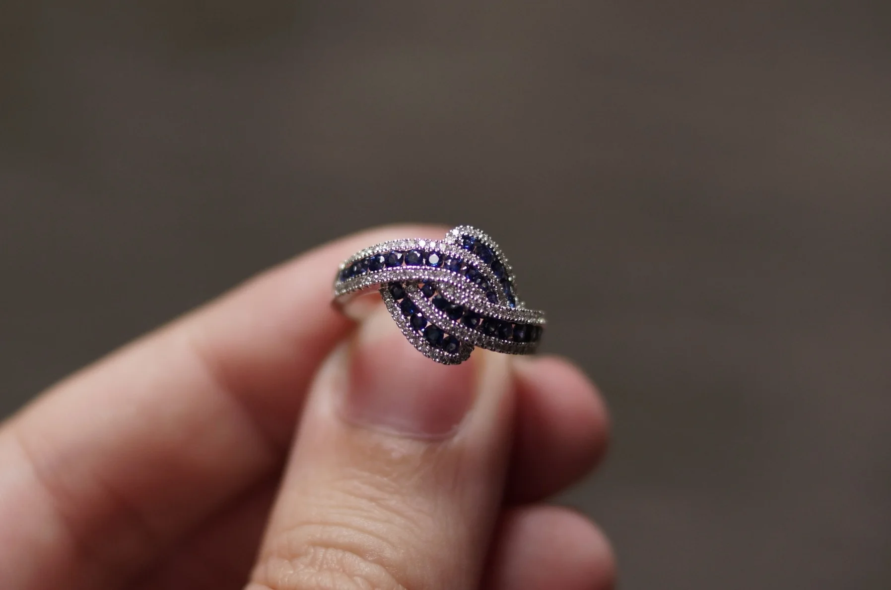 sapphire and diamond bow ring