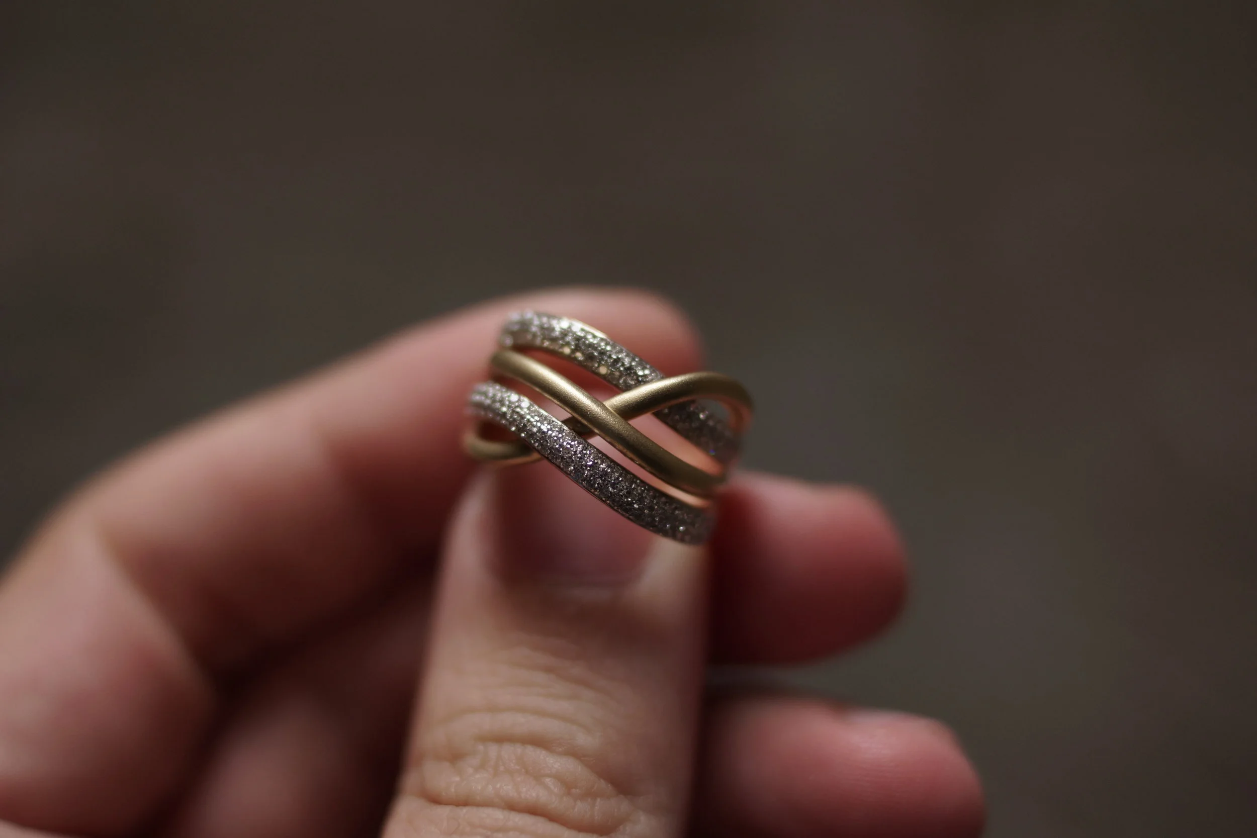 Gold and Diamond Bypass Ring
