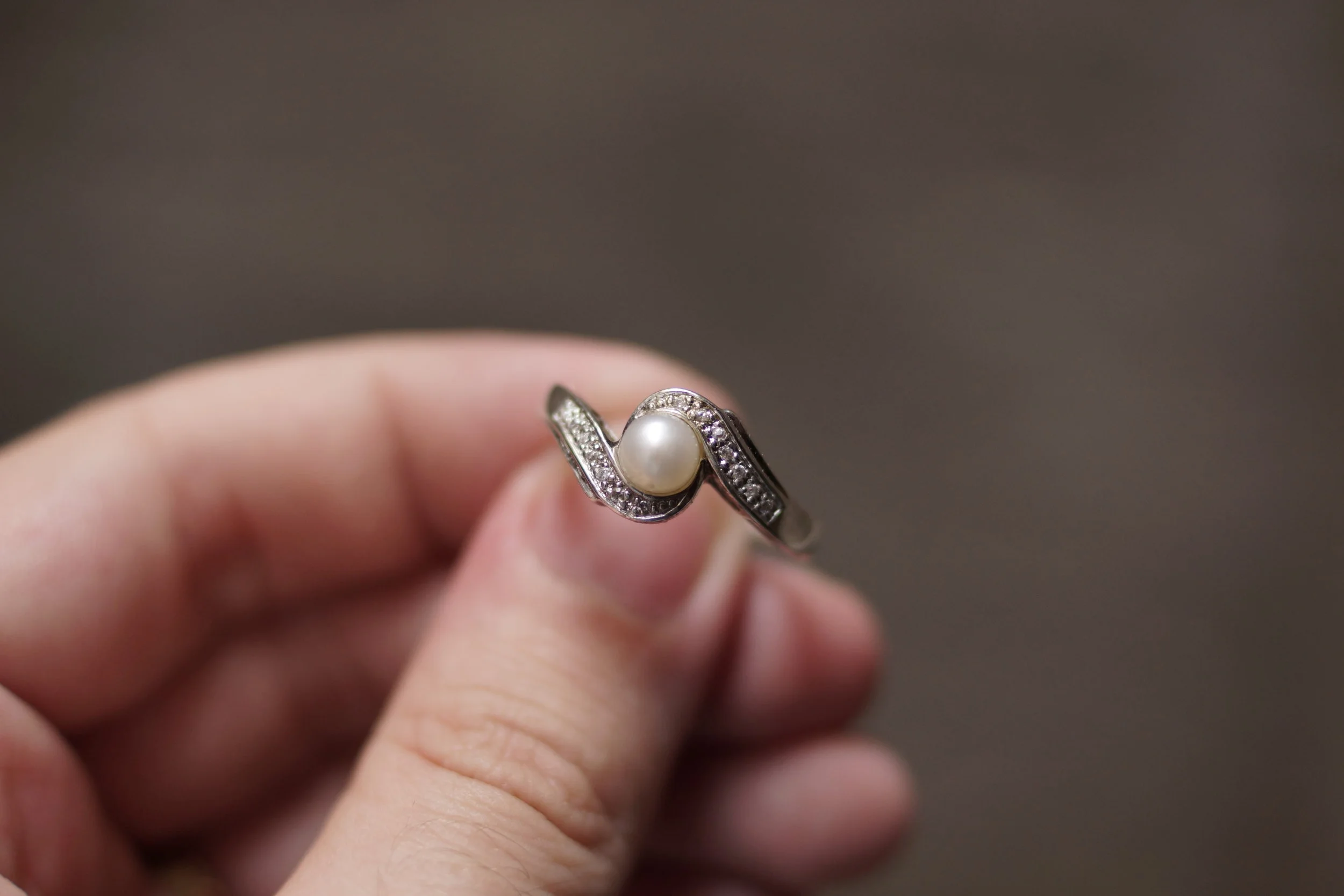 Pearl and CZ Silver Ring