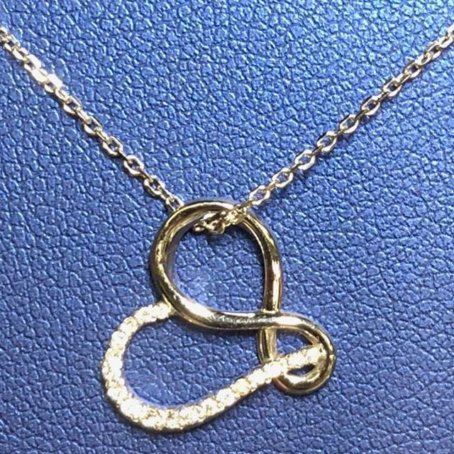 14 Karat White Gold Diamond Heart and Infinity Pendent