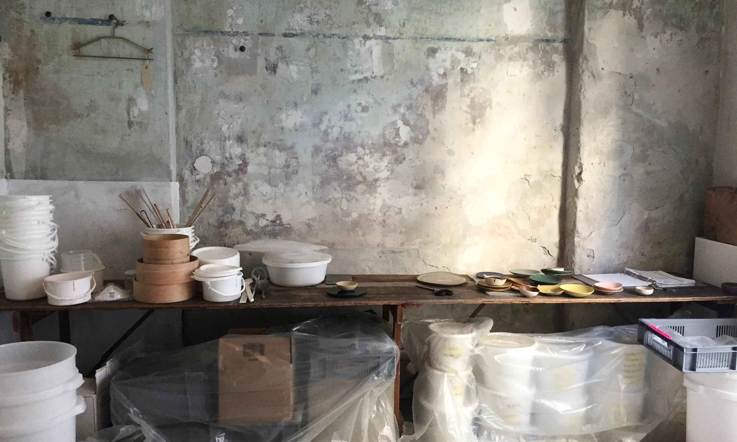 My temporary glaze making studio in Copenhagen.