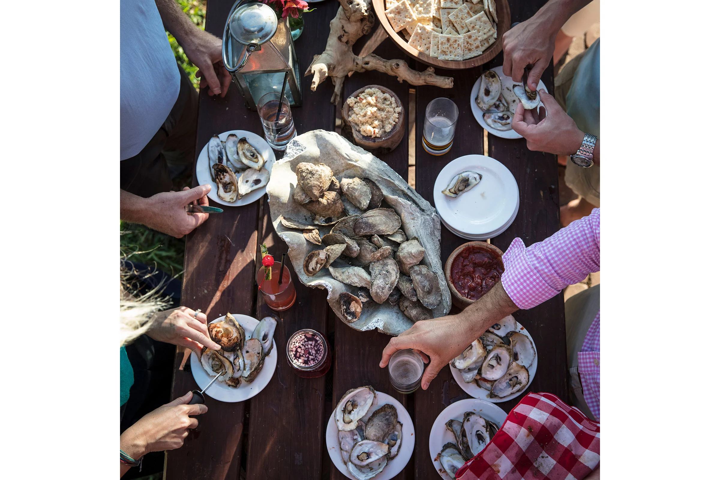 Grilled Oysters, Rainbow Island Dinner