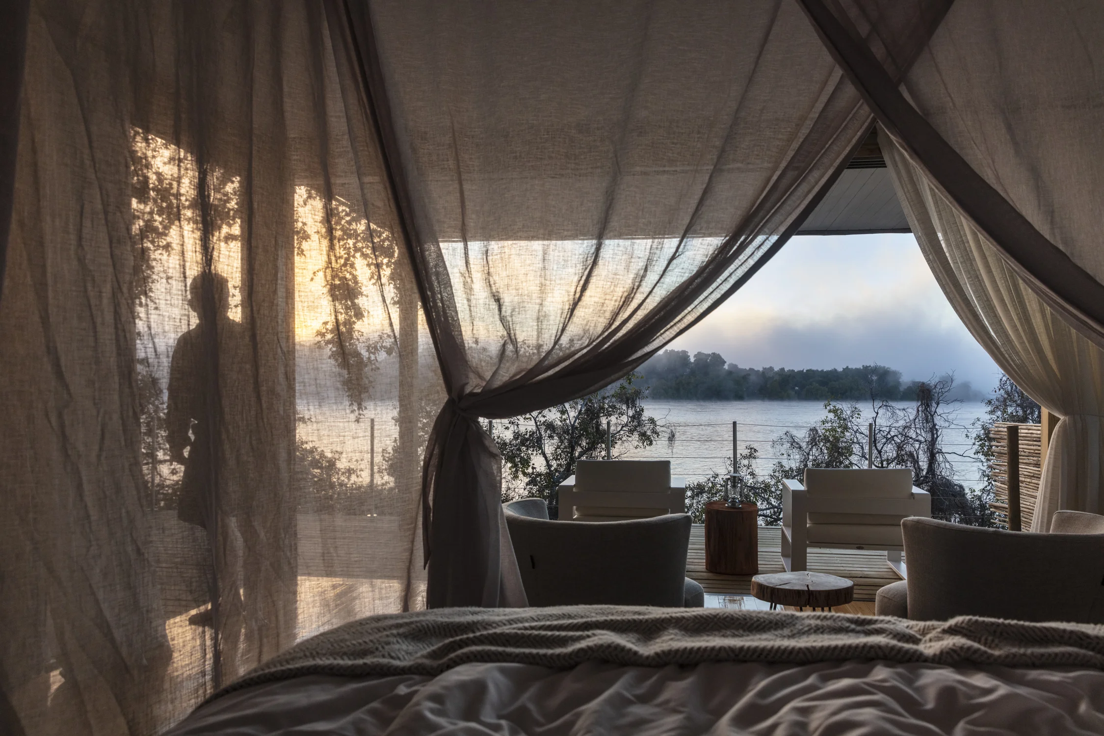Dusk at Victoria Falls Island Lodge, Zimbabwe
