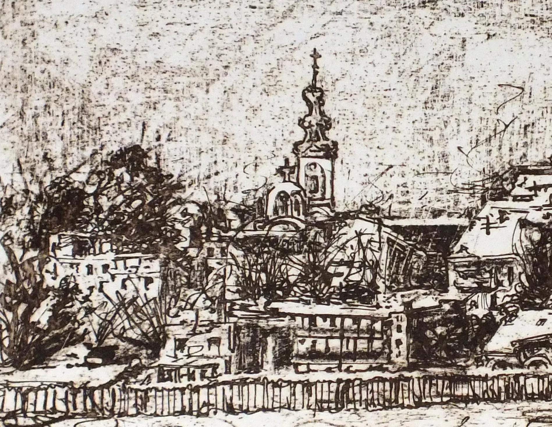 Belgrade in Winter, photo-etching by Ali Savic