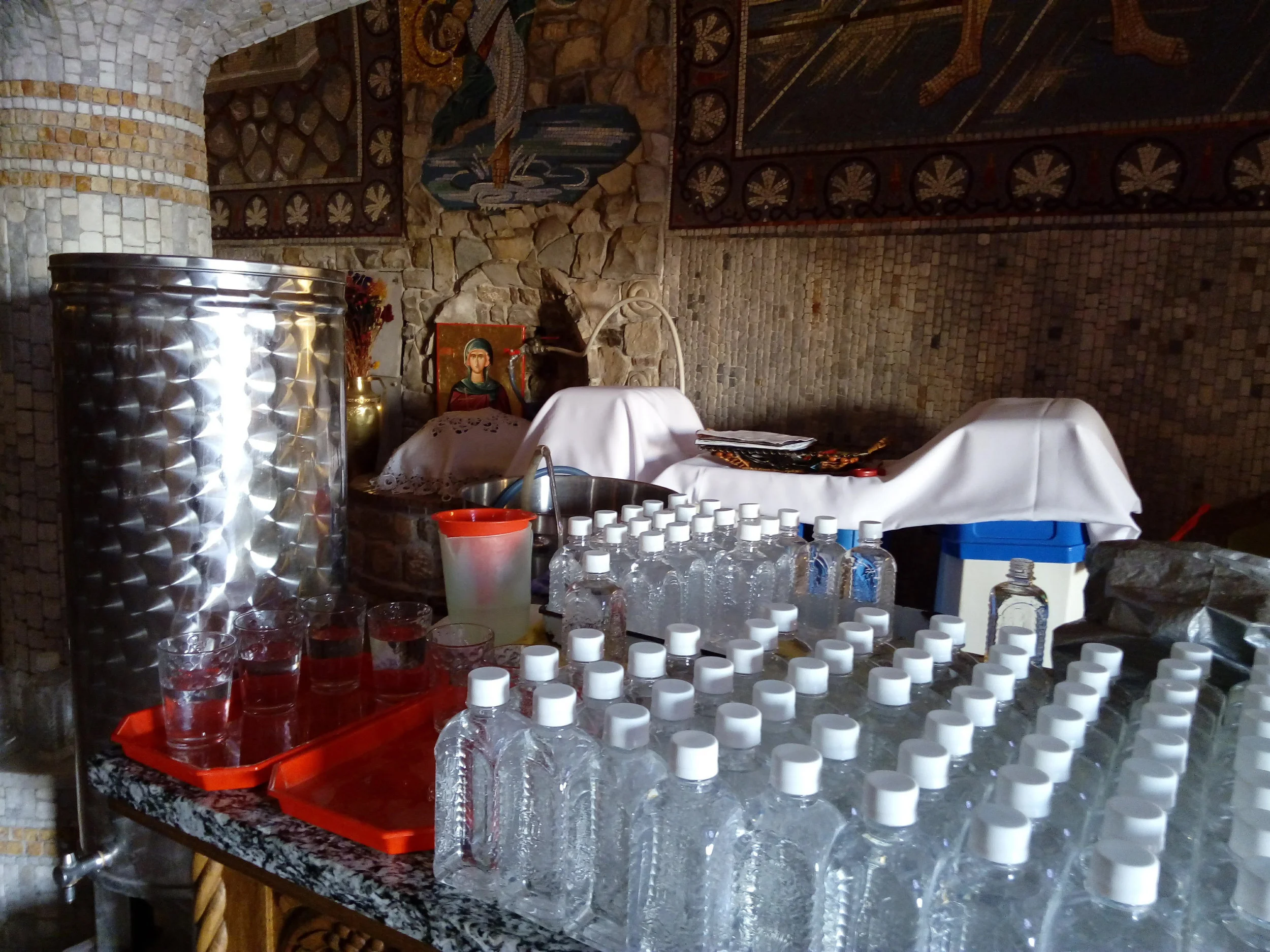 Enjoy some holy water as you admire the mosaics in St Petka's Church