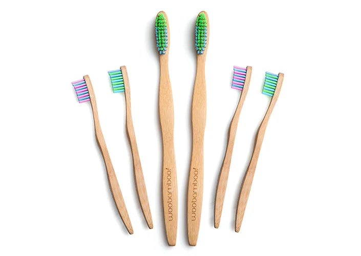 These toothbrushes are made with natural, biodegradable bamboo. PS: they also make floss!