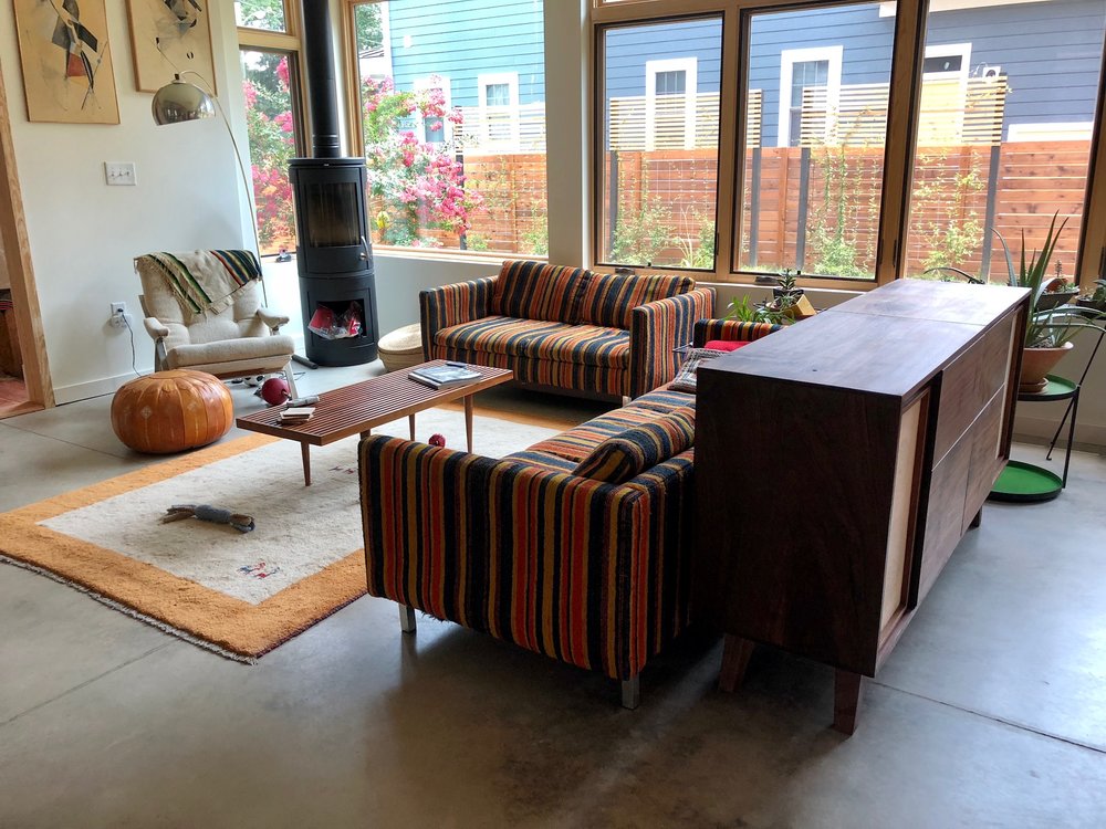 Custom Walnut Vintage Record Console Table Mid Century Modern Sallie Plumley Studio Richmond Virginia Sally Plumley Custom Woodworking and Furniture Design