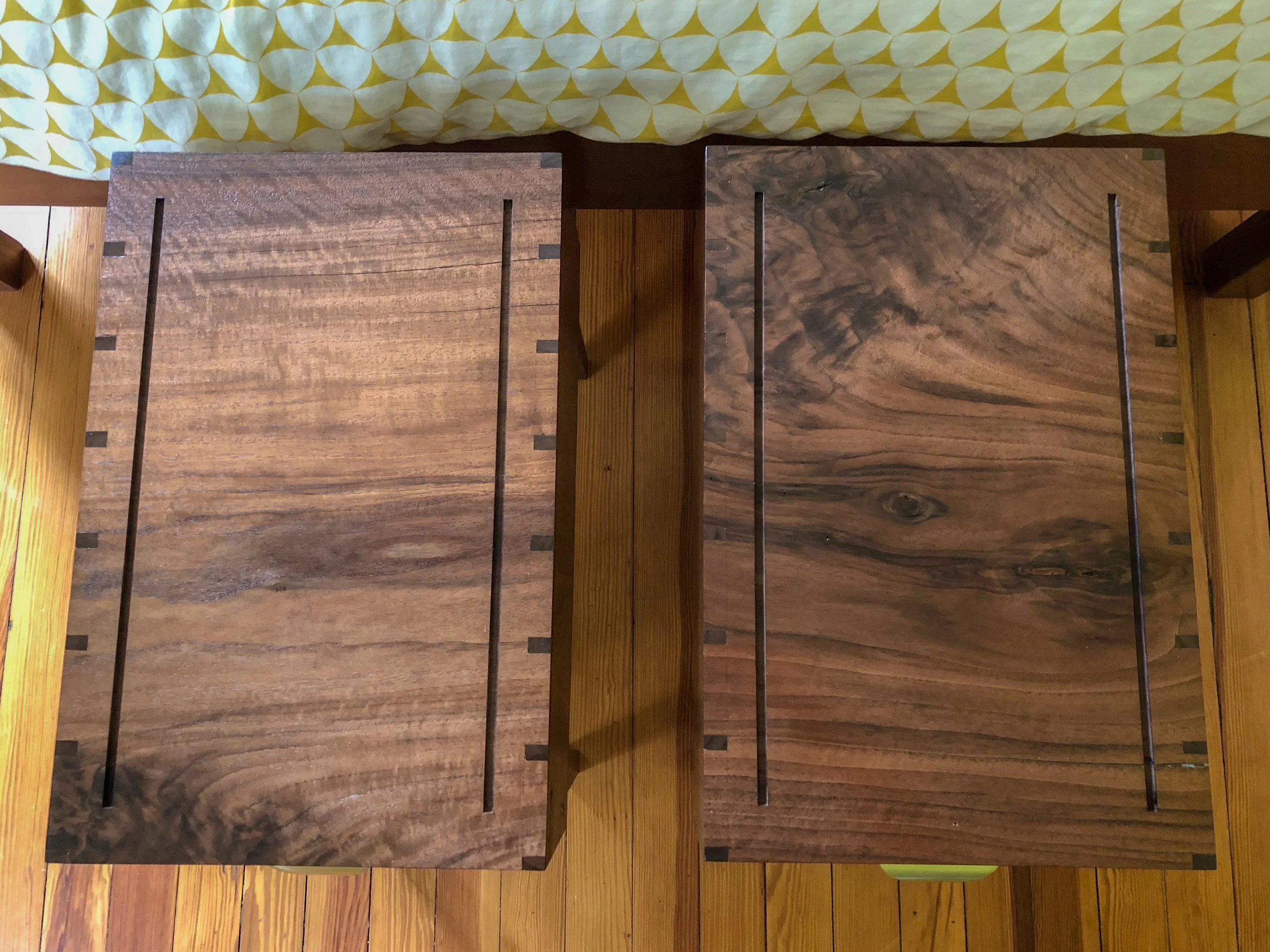 Custom Walnut Side Tables Reclaimed Wine Crate furniture Sallie Plumley Studio Richmond Virginia Sally Plumley Custom Woodworking and Furniture Design