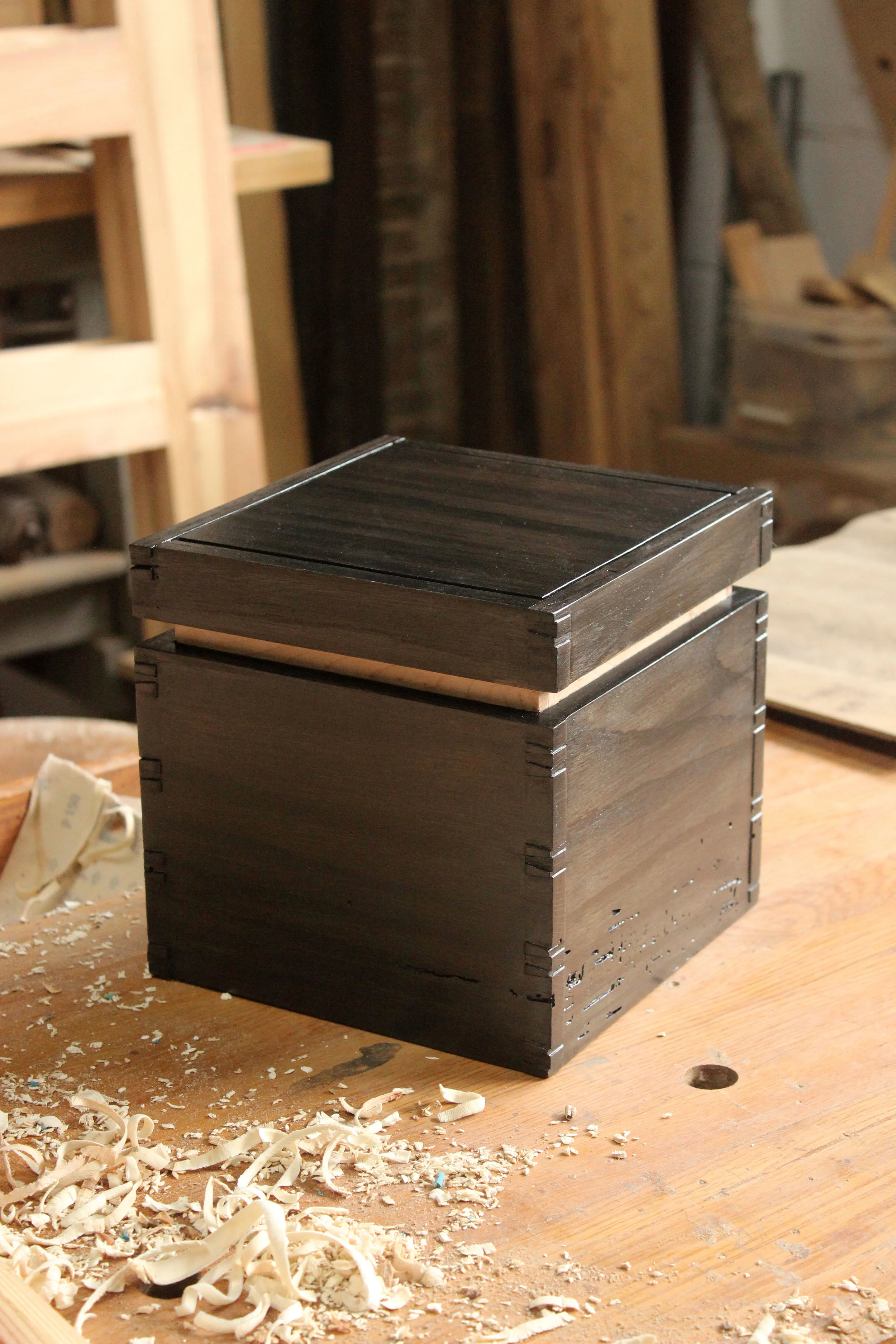 little black box. wooden box. wedding gift. custom wooden handmade gift. sallie plumley studio. richmond virginia. rva