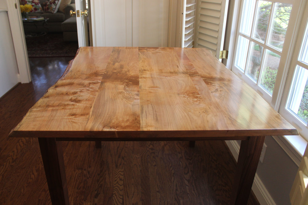 live edge maple and walnut kitchen table breakfast room table breakfast table mid century modern furniture Sallie Plumley Studio Richmond Virginia Sally Plumley Custom Woodworking and Furniture Design