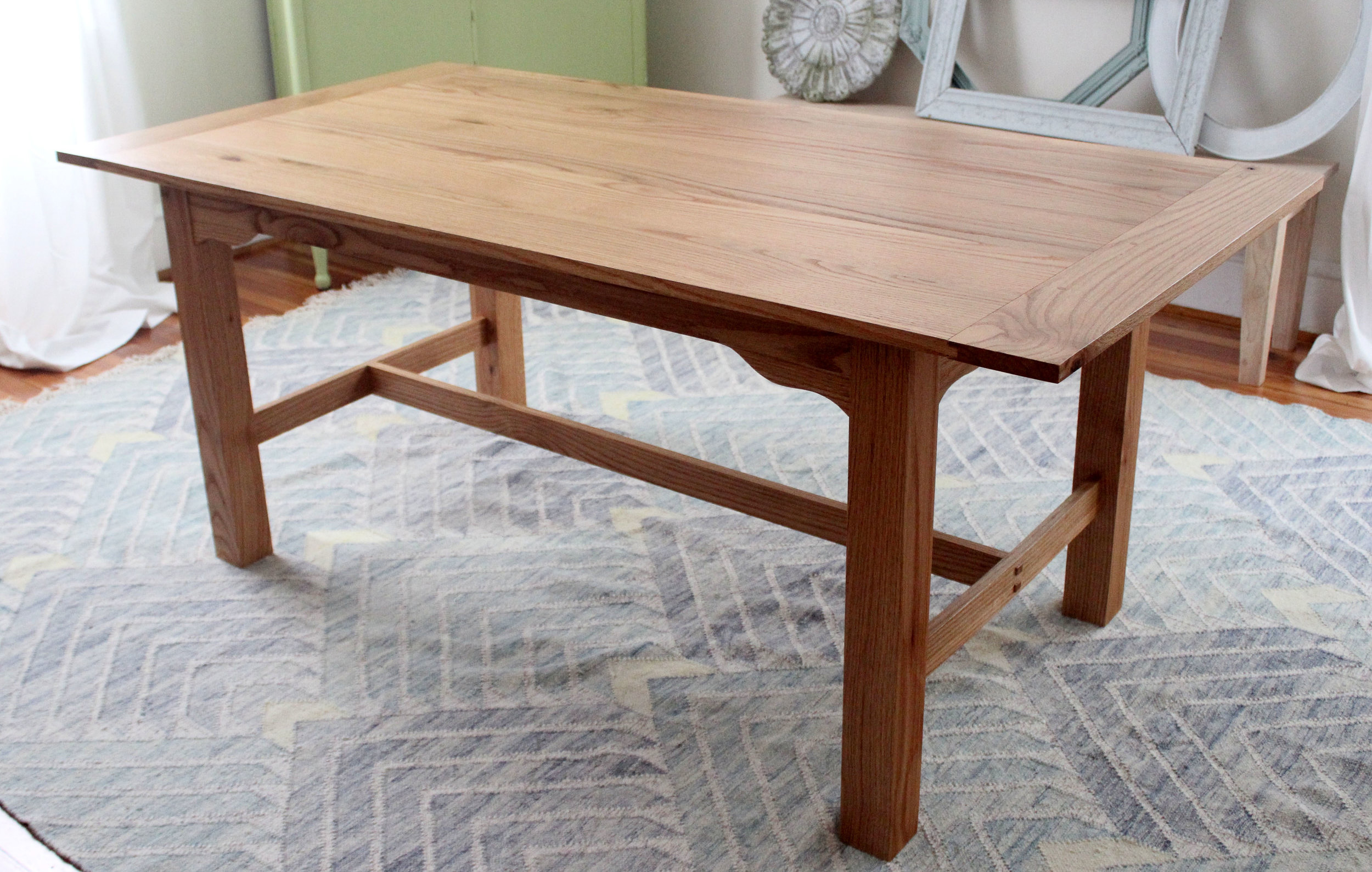 custom red oak breadboard end kitchen table mid century modern furniture Sallie Plumley Studio Richmond Virginia Sally Plumley Custom Woodworking and Furniture Design