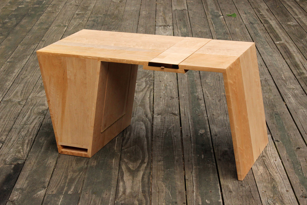 custom birdseye maple coffee table mid century modern furniture Sallie Plumley Studio Richmond Virginia Sally Plumley Custom Woodworking and Furniture Design