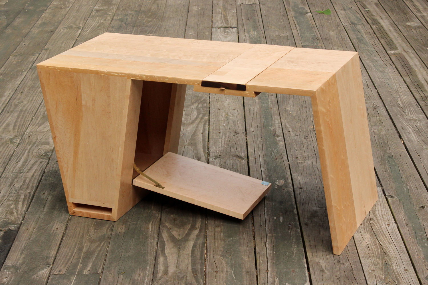 custom birdseye maple coffee table mid century modern furniture Sallie Plumley Studio Richmond Virginia Sally Plumley Custom Woodworking and Furniture Design