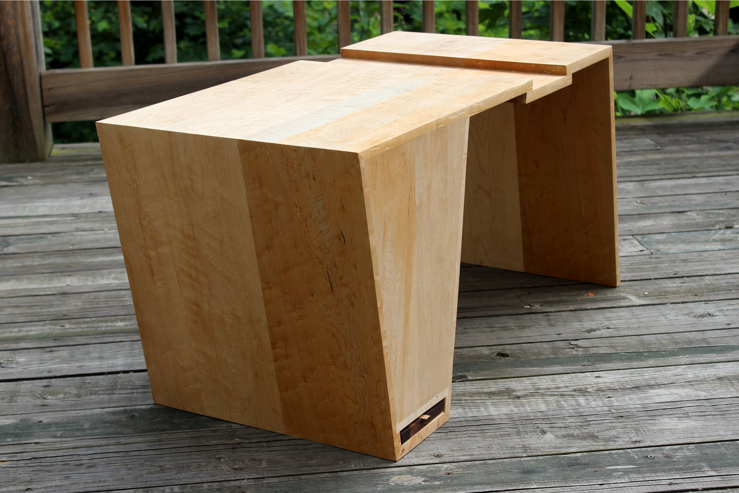 custom birdseye maple coffee table mid century modern furniture Sallie Plumley Studio Richmond Virginia Sally Plumley Custom Woodworking and Furniture Design