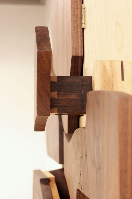 custom maple and walnut hanging decorative cabinet mid century modern furniture Sallie Plumley Studio Richmond Virginia Sally Plumley Custom Woodworking and Furniture Design