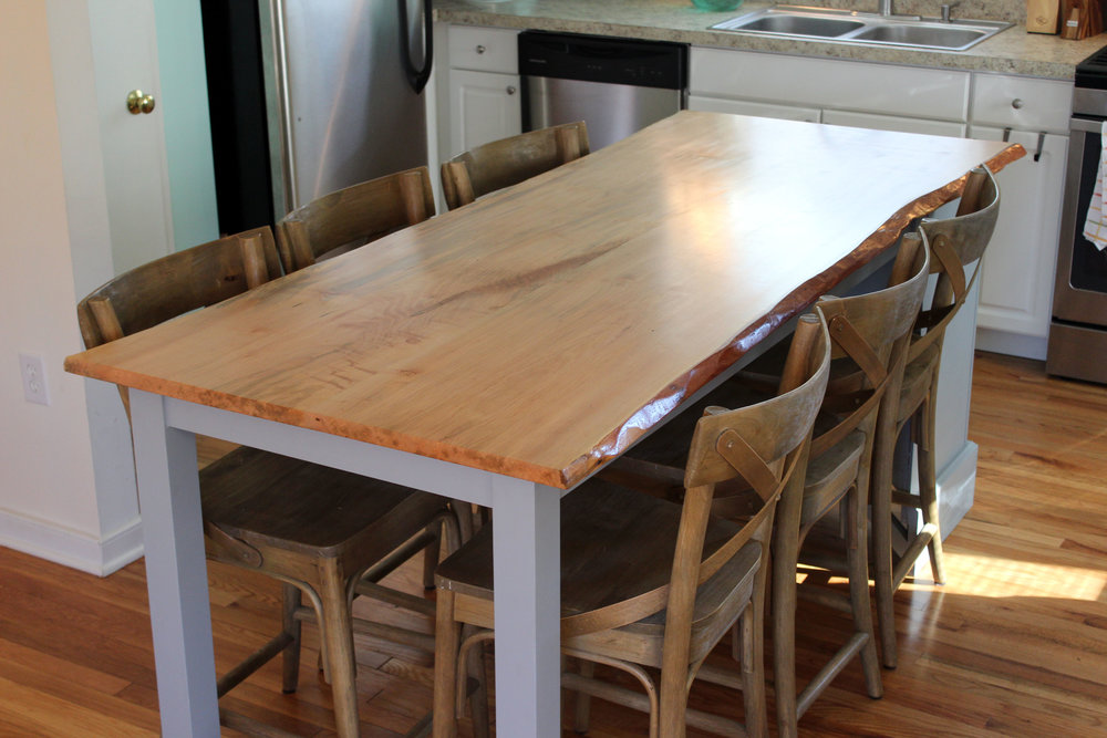custom live edge maple kitchen island mid century modern furniture Sallie Plumley Studio Richmond Virginia Sally Plumley Custom Woodworking and Furniture Design