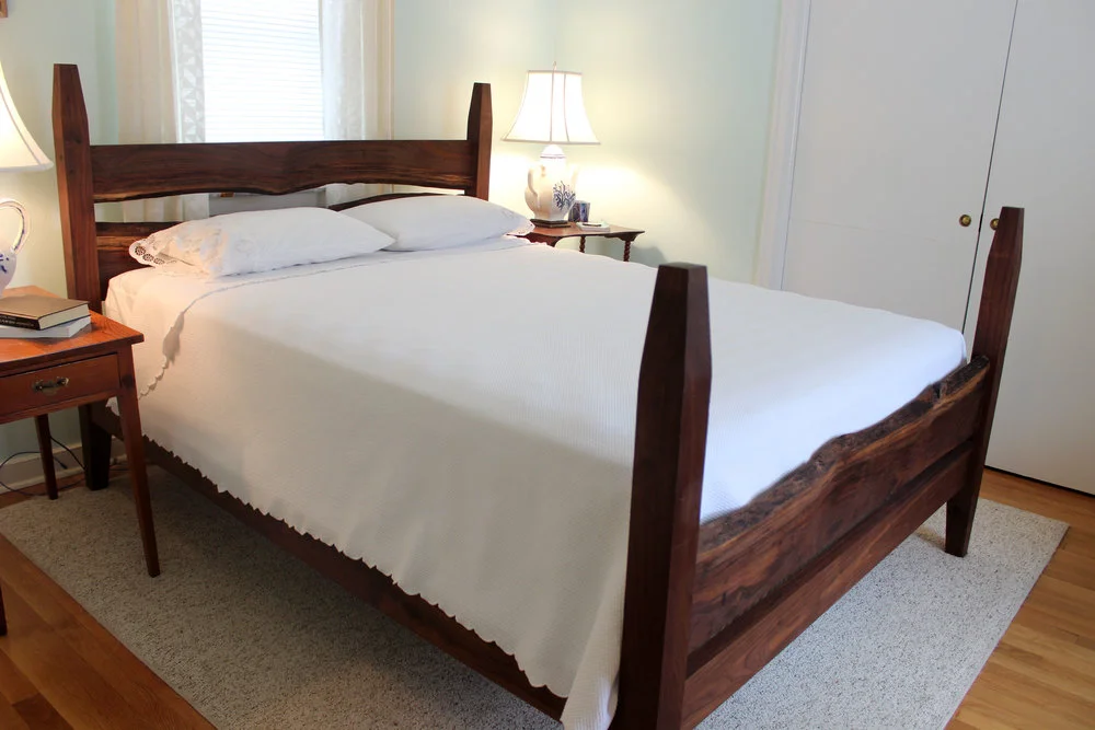 custom live edge walnut bed mid century modern furniture Sallie Plumley Studio Richmond Virginia Sally Plumley Custom Woodworking and Furniture Design