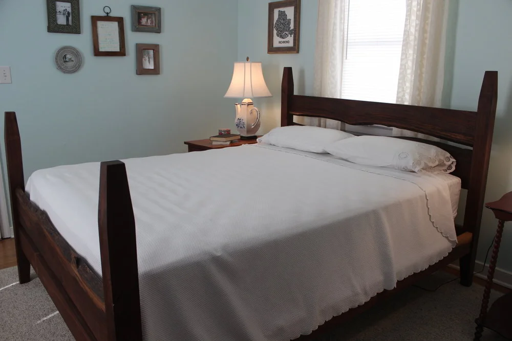 custom live edge walnut bed mid century modern furniture Sallie Plumley Studio Richmond Virginia Sally Plumley Custom Woodworking and Furniture Design