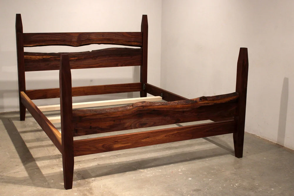 custom live edge walnut bed mid century modern furniture Sallie Plumley Studio Richmond Virginia Sally Plumley Custom Woodworking and Furniture Design