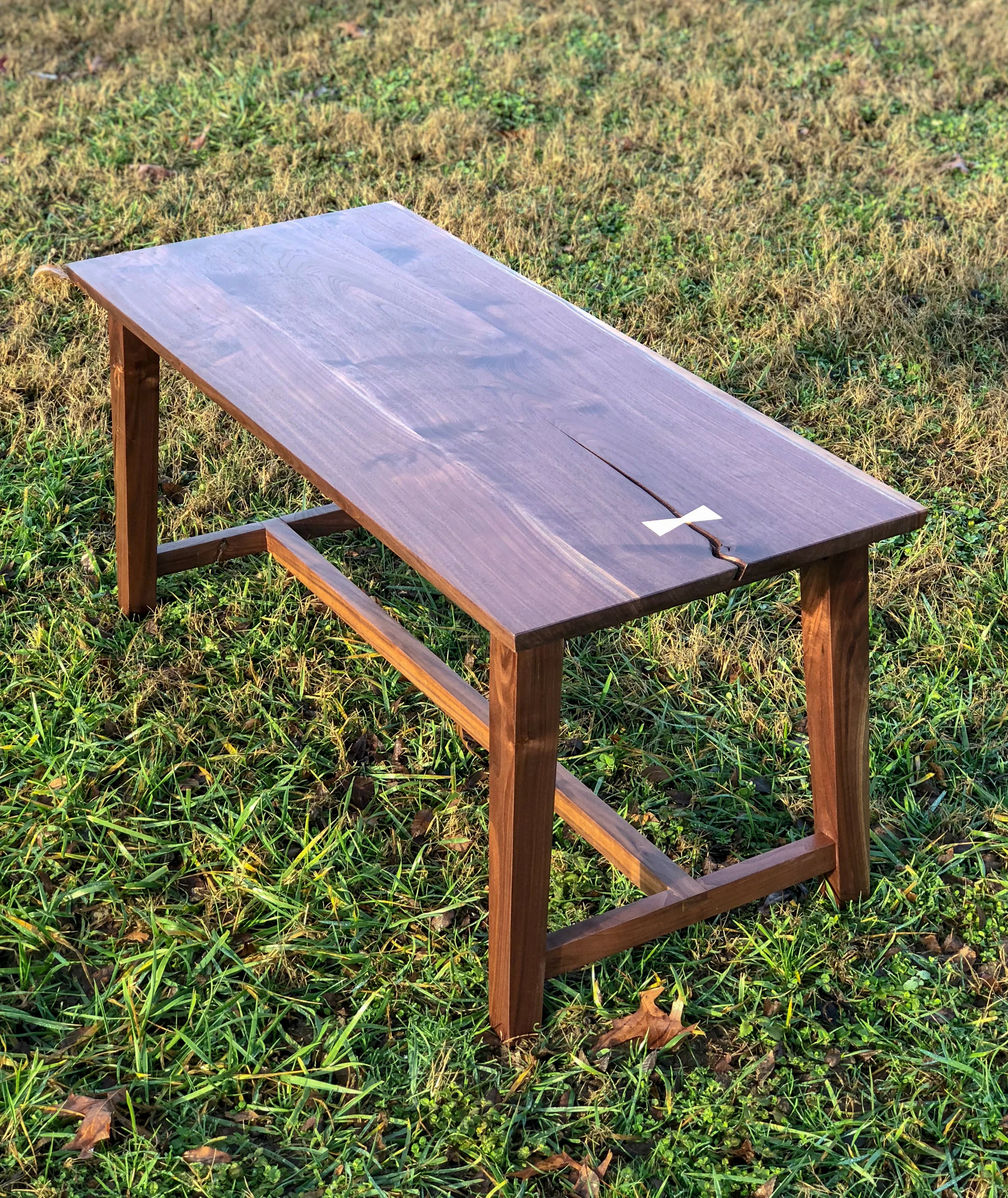 Custom Walnut Dining Bench with bow tie joinery Sallie Plumley Studio Richmond Virginia Sally Plumley