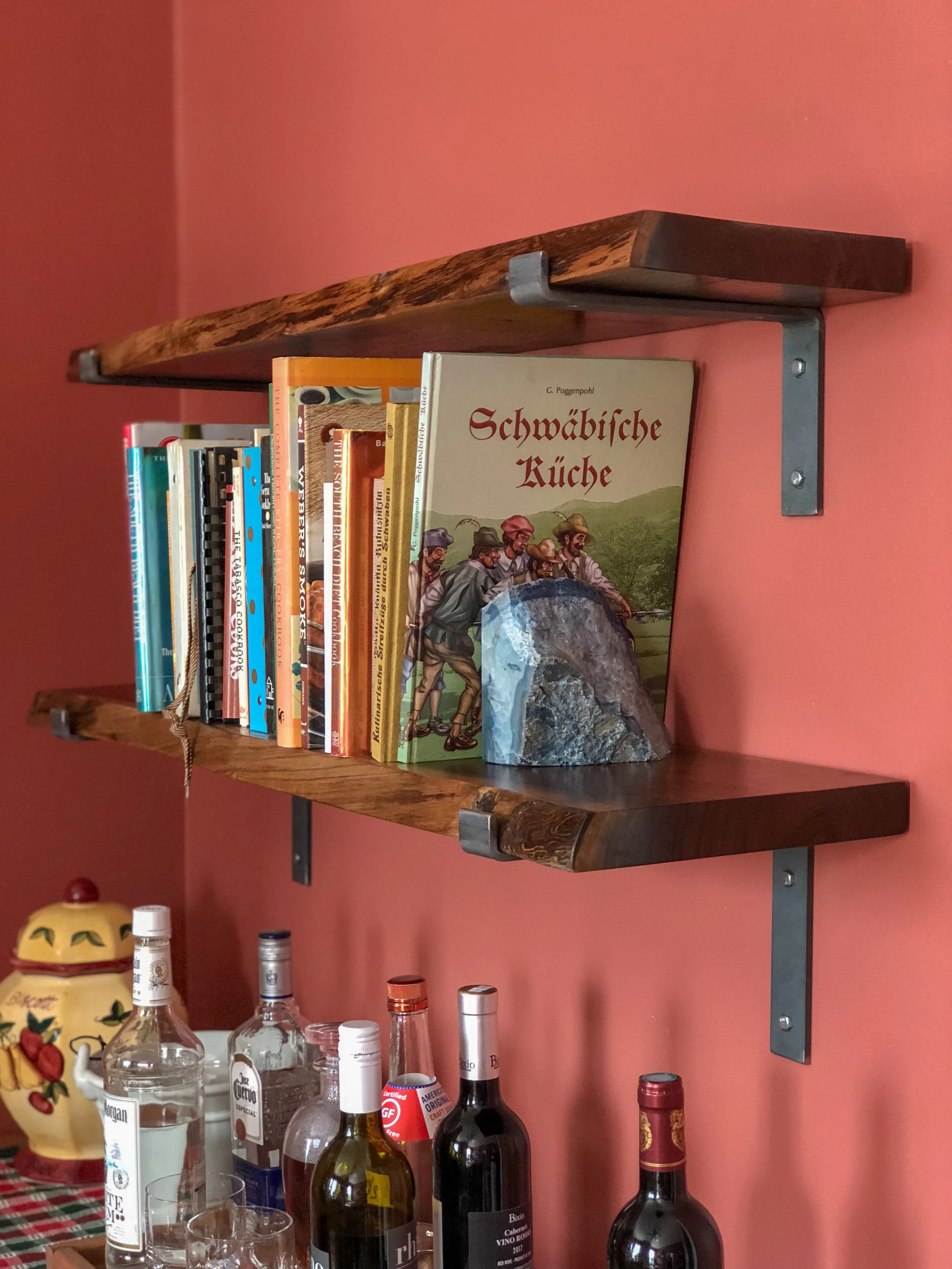 Custom Live Edge Walnut Shelves Sallie Plumley Studio Richmond Virginia Sally Plumley Custom Woodworking and Furniture Design
