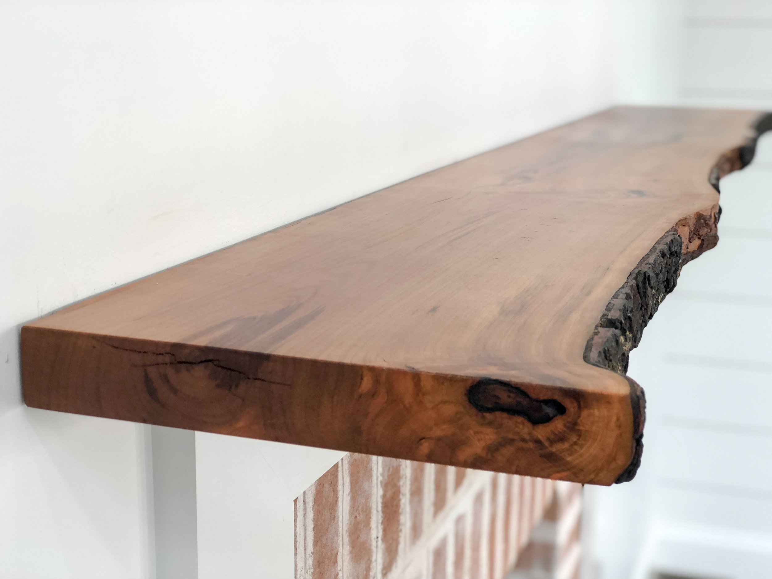 Live Edge Walnut Bar Top Hardwood Kitchen Island Live Edge Mantle Crab Point Sallie Plumley Studio Richmond Virginia Sally Plumley