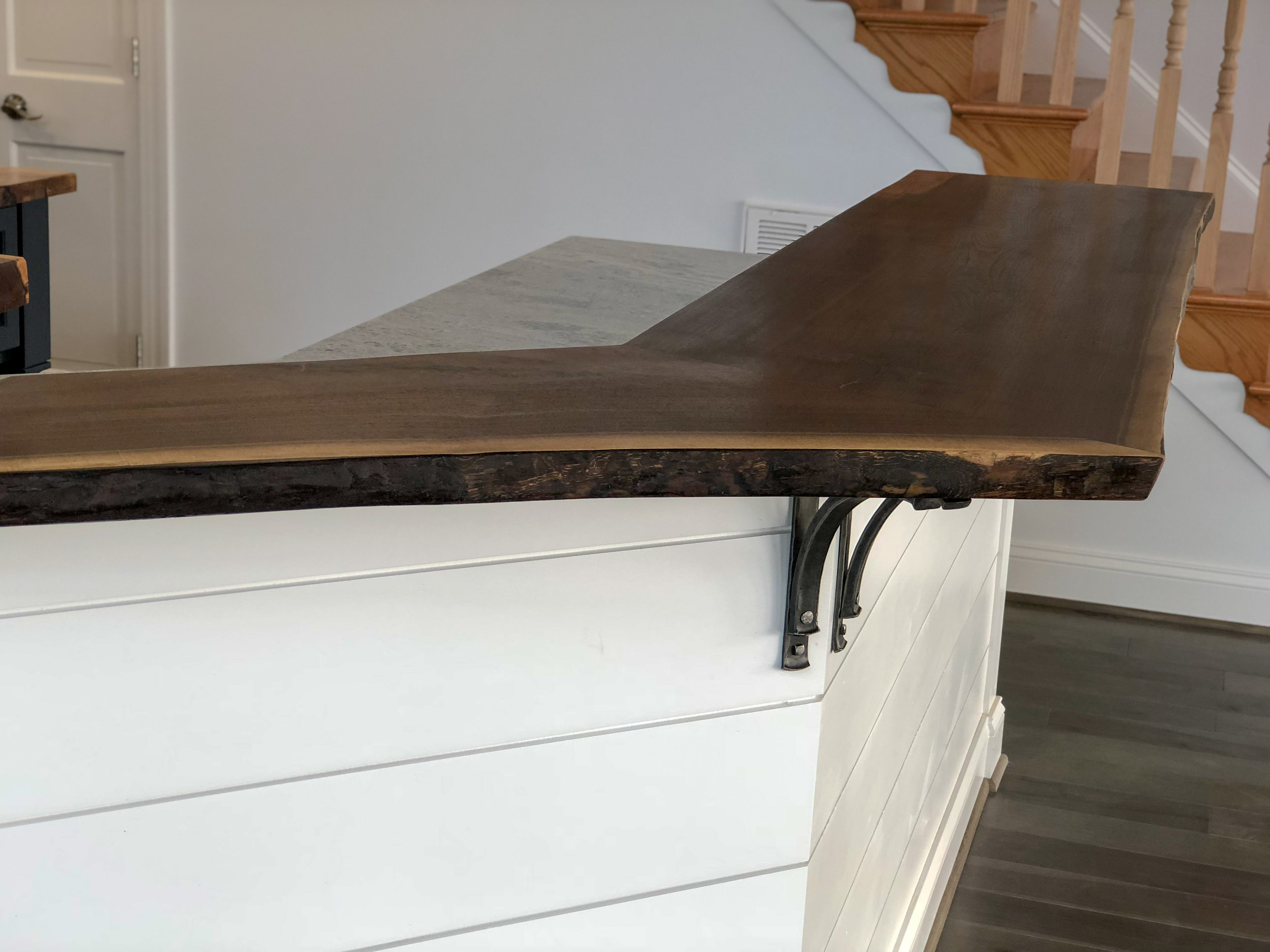 Live Edge Walnut Bar Top Hardwood Kitchen Island Live Edge Mantle Crab Point Sallie Plumley Studio Richmond Virginia Sally Plumley