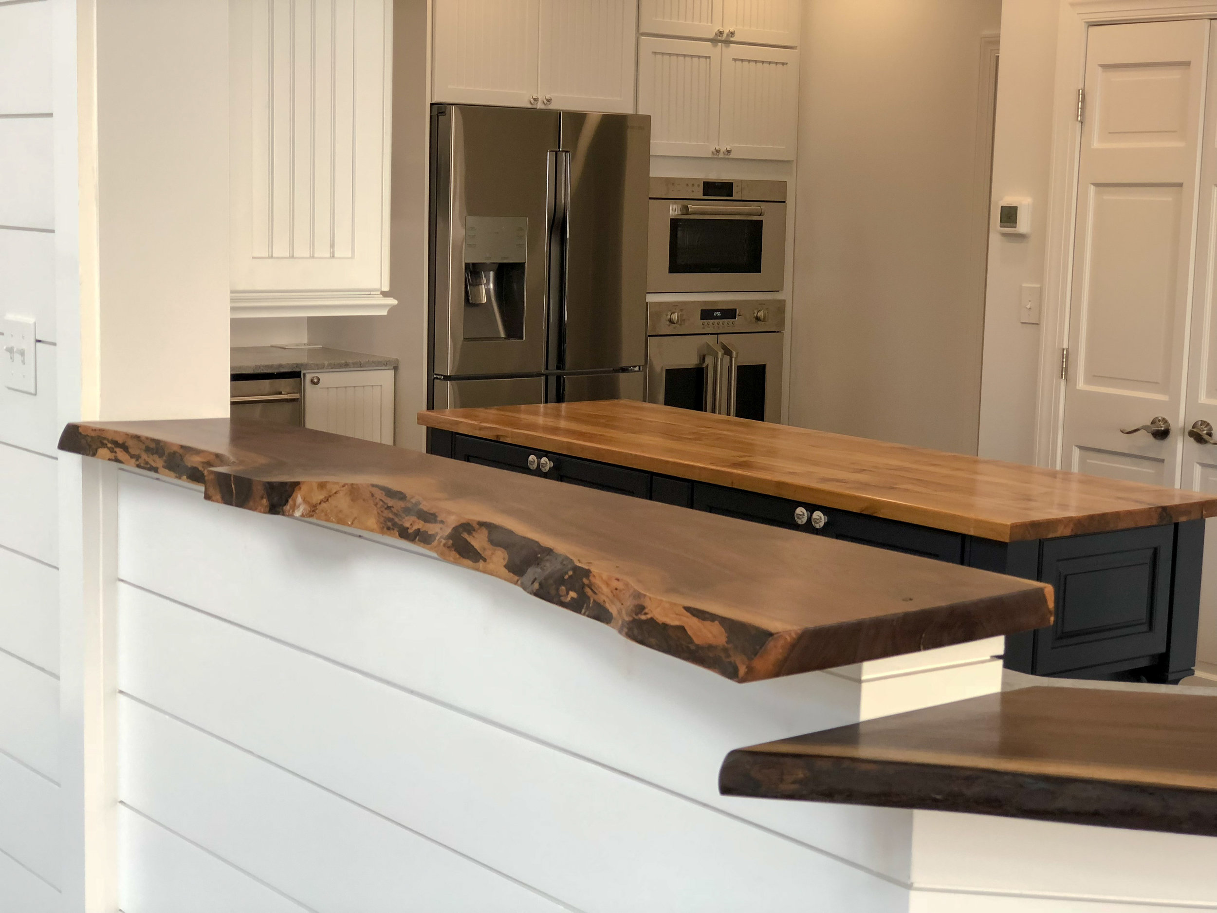 Live Edge Walnut Bar Top Hardwood Kitchen Island Live Edge Mantle Crab Point Sallie Plumley Studio Richmond Virginia Sally Plumley