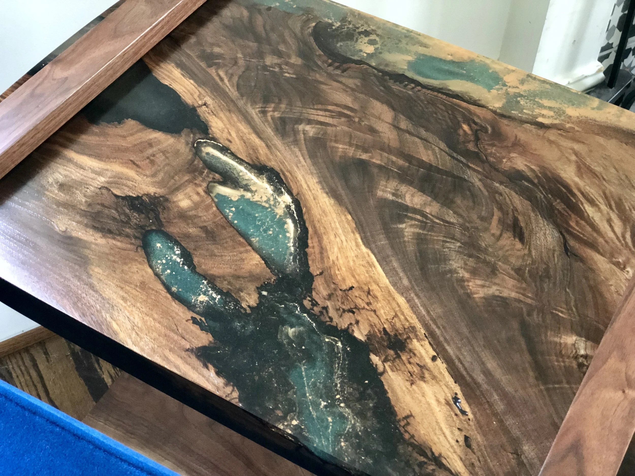 Layered Resin Inlay Walnut Side Table Sallie Plumley Studio Richmond Virginia Sally Plumlee