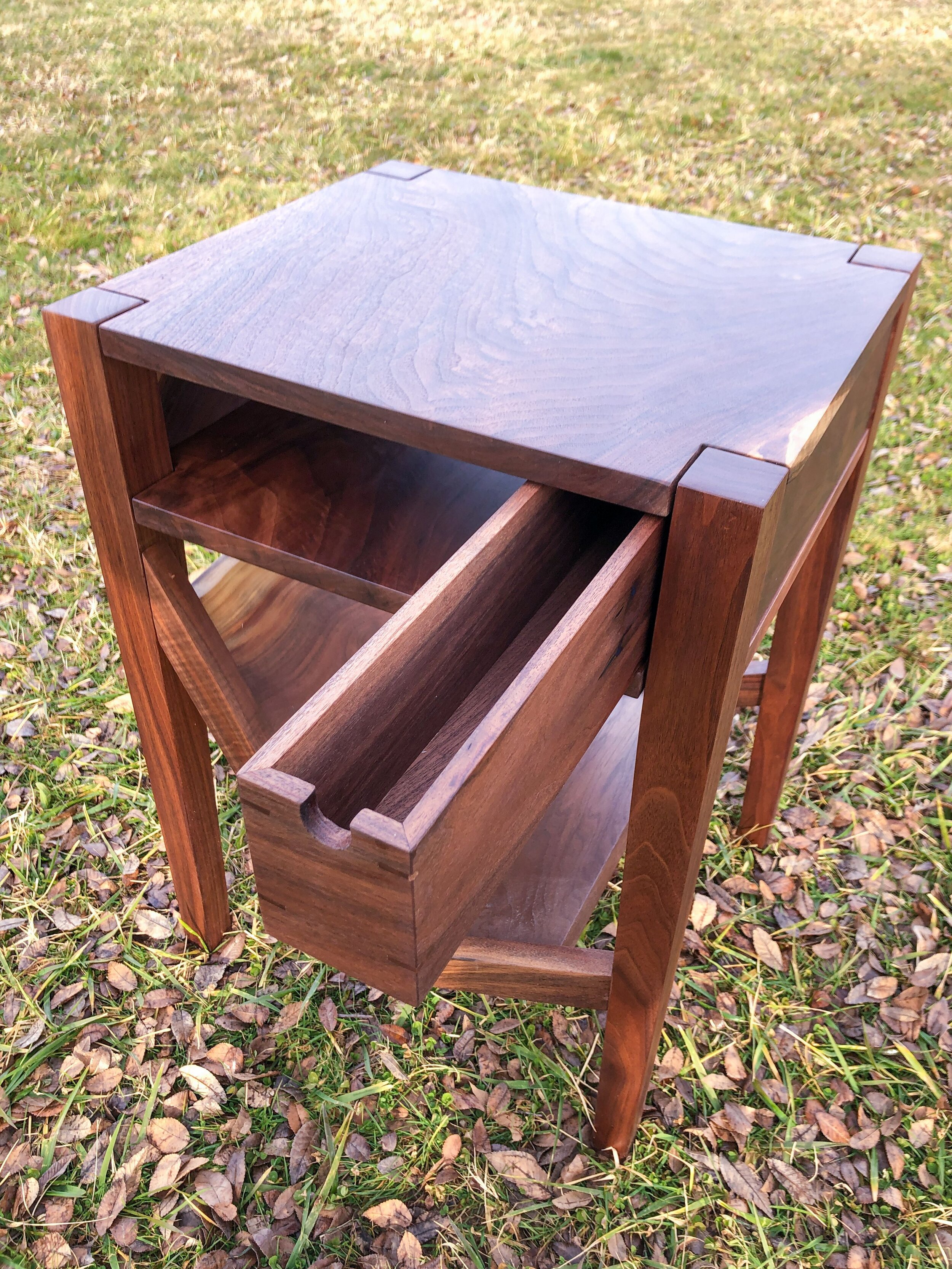 Figured Walnut Side Table with Through Legs