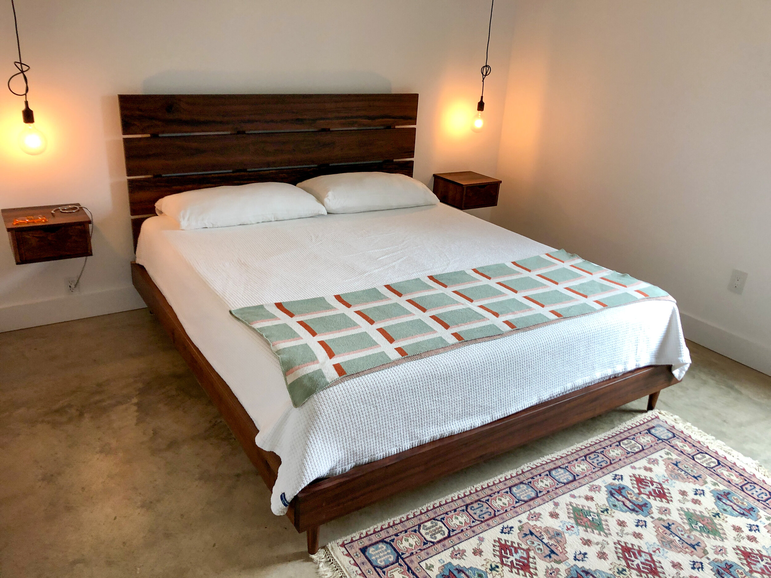 California King Walnut Platform Bed With Floating Side Tables Sallie Plumley Studio Custom Woodworker And Furniture Maker In Richmond Virginia