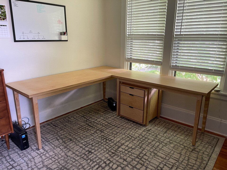 Laminated Plywood Desk with Drawer Set