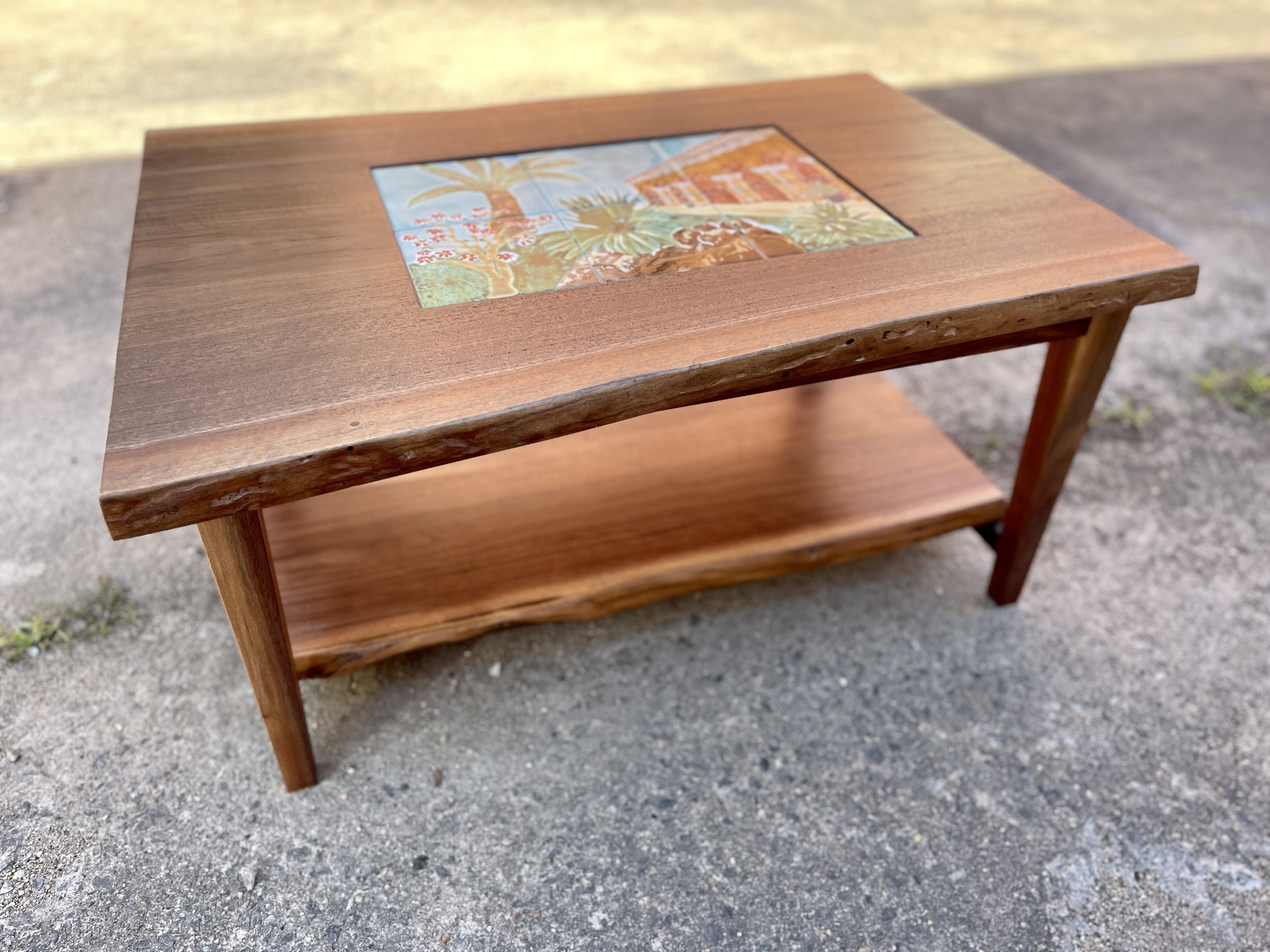 Sallie Plumley Studio. Richmond Virginia. Walnut coffee table with tile inlay. Sally Plumlee.jpg