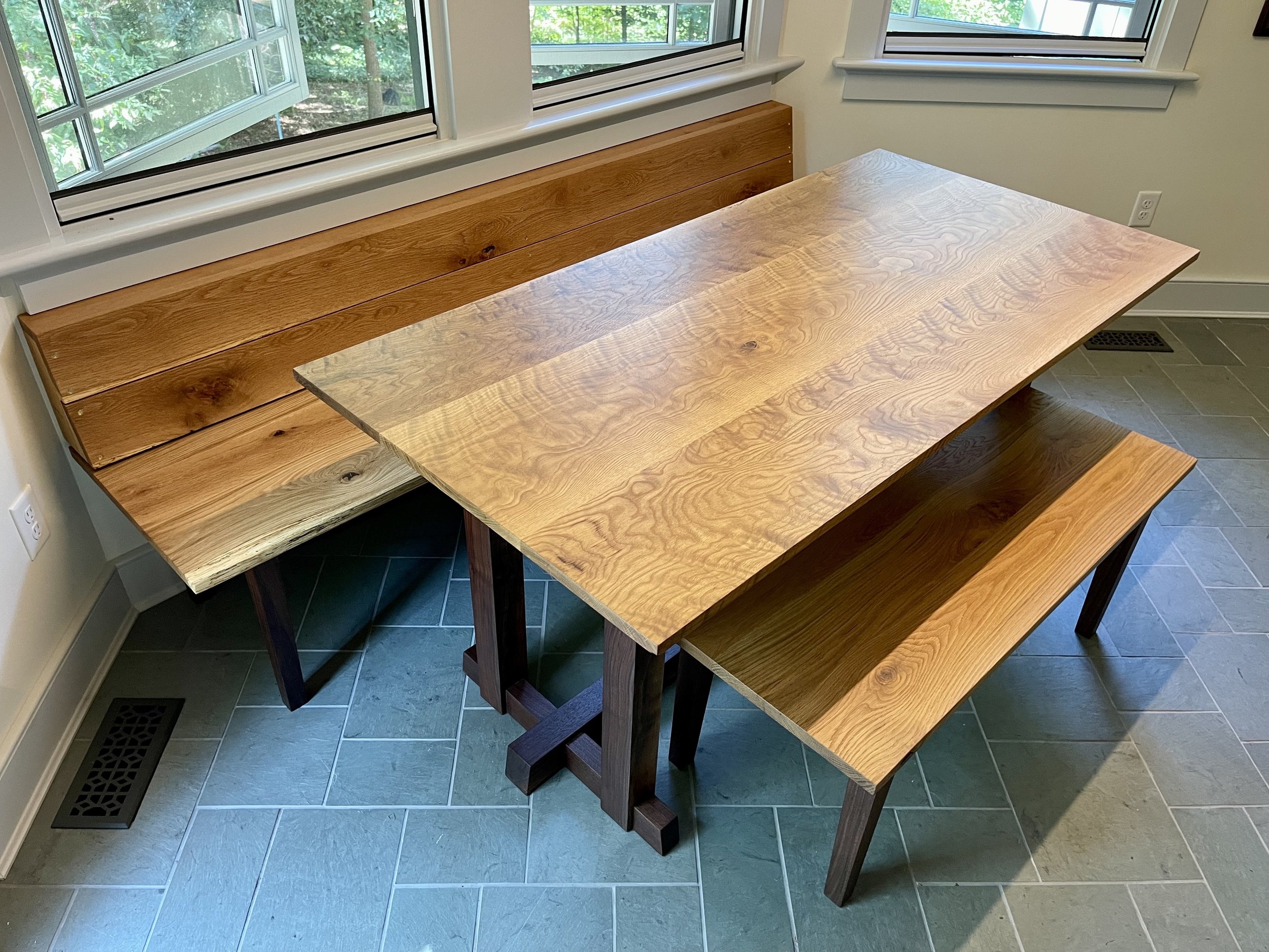 Curley White Oak and Walnut Dining Set