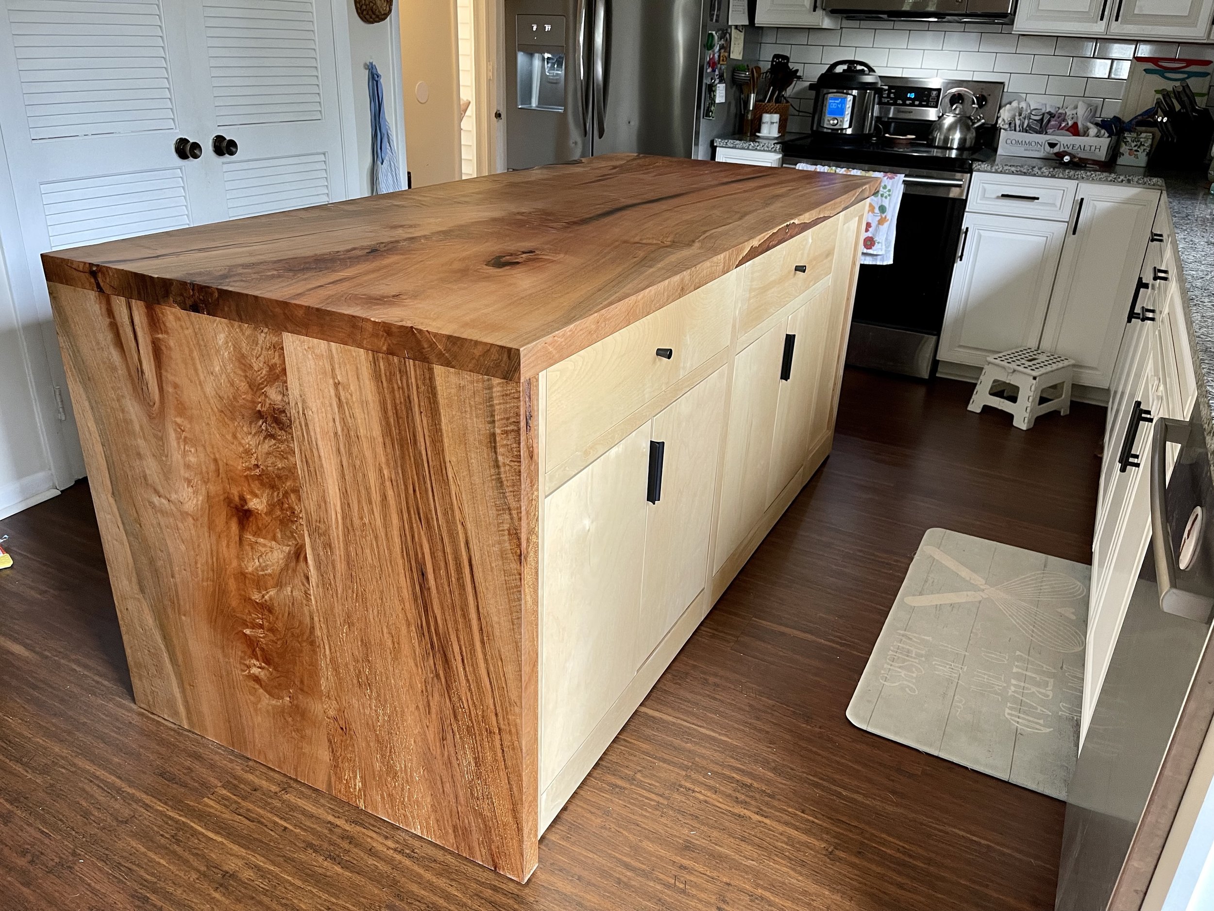 Waterfall Maple and Birch Kitchen Island