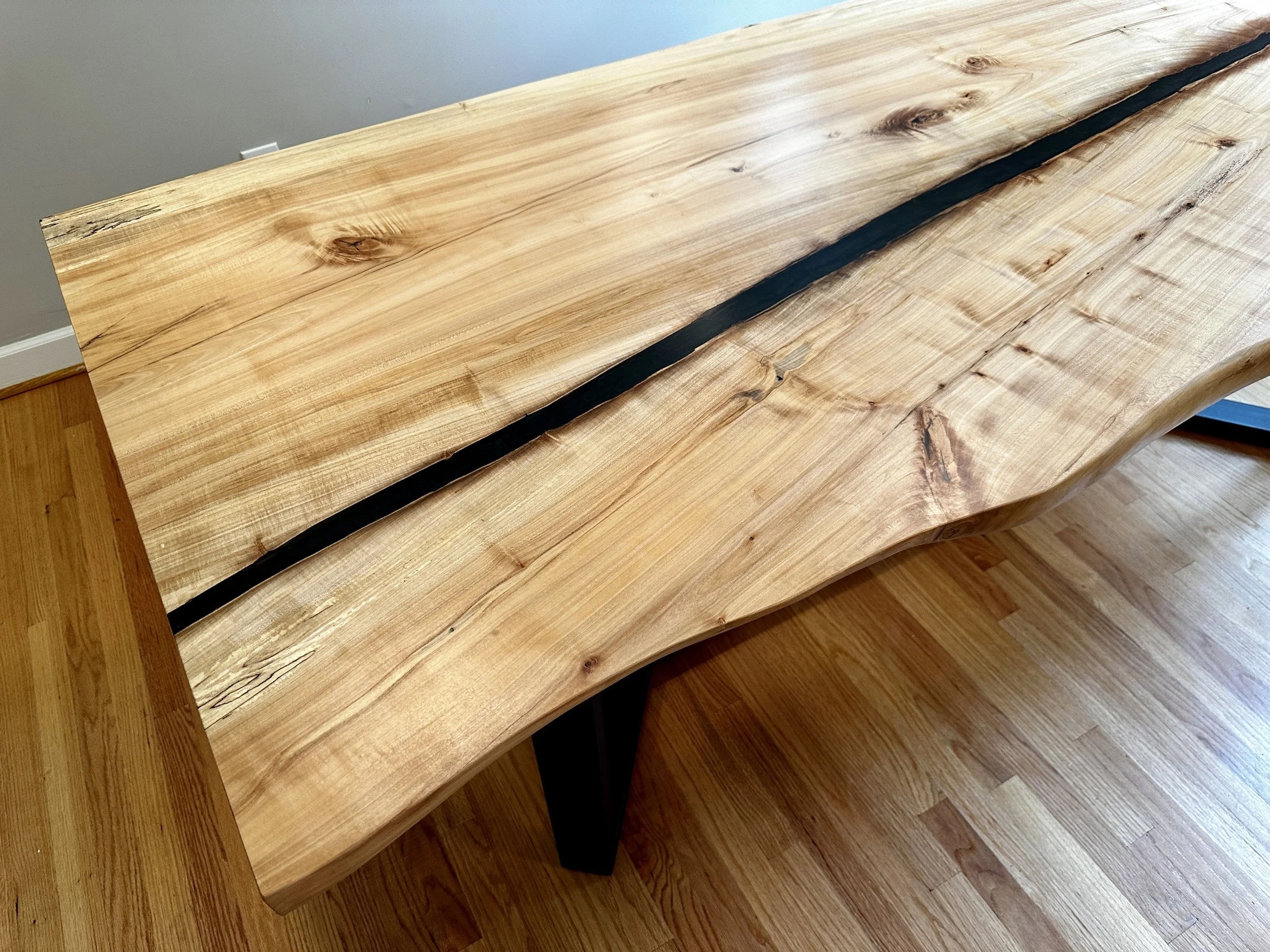 Single Slab Maple Dining Table with Charcoal Epoxy Virginia Beach
