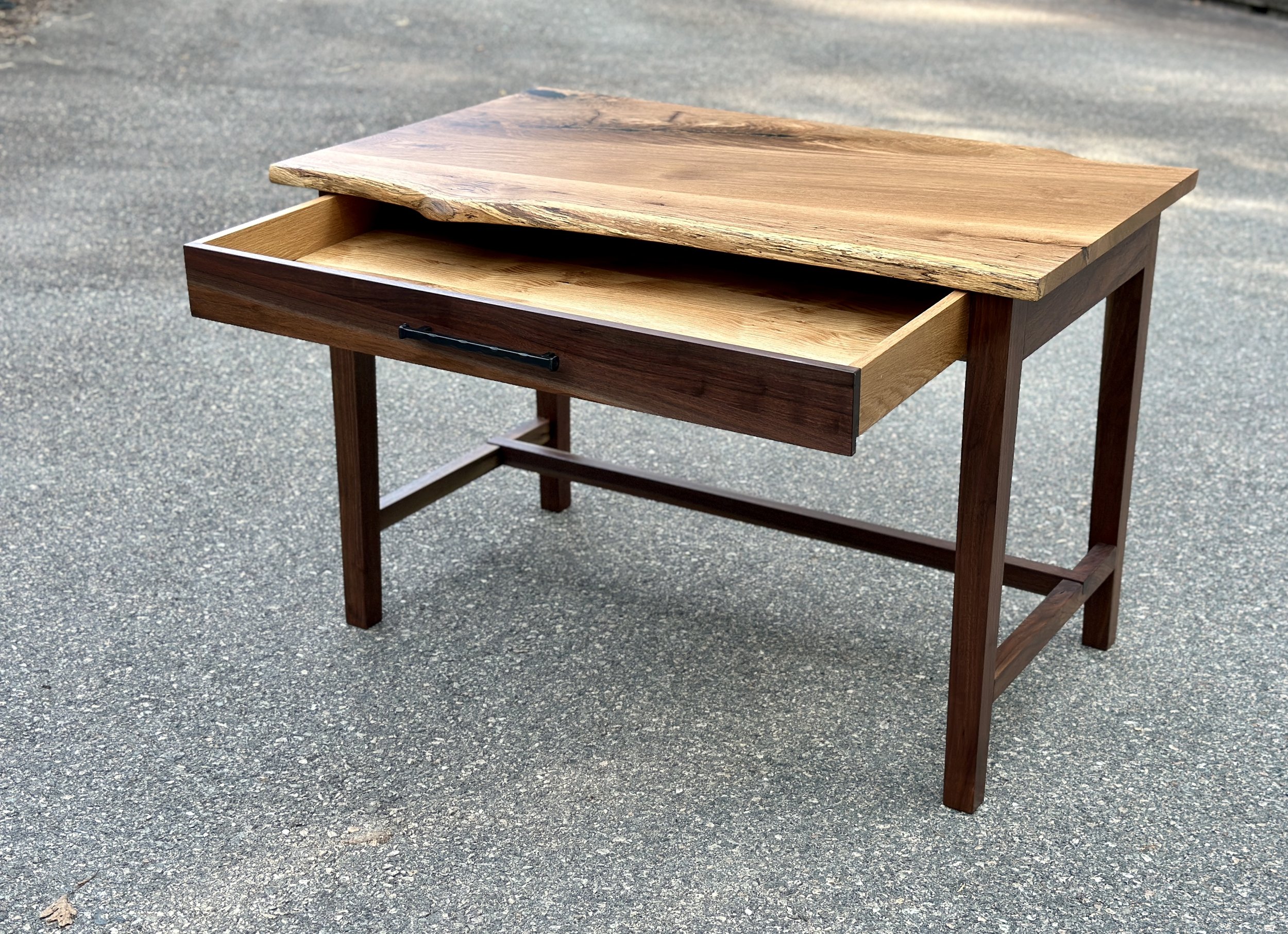 Rustic White Oak and Walnut Extra Tall Desk 